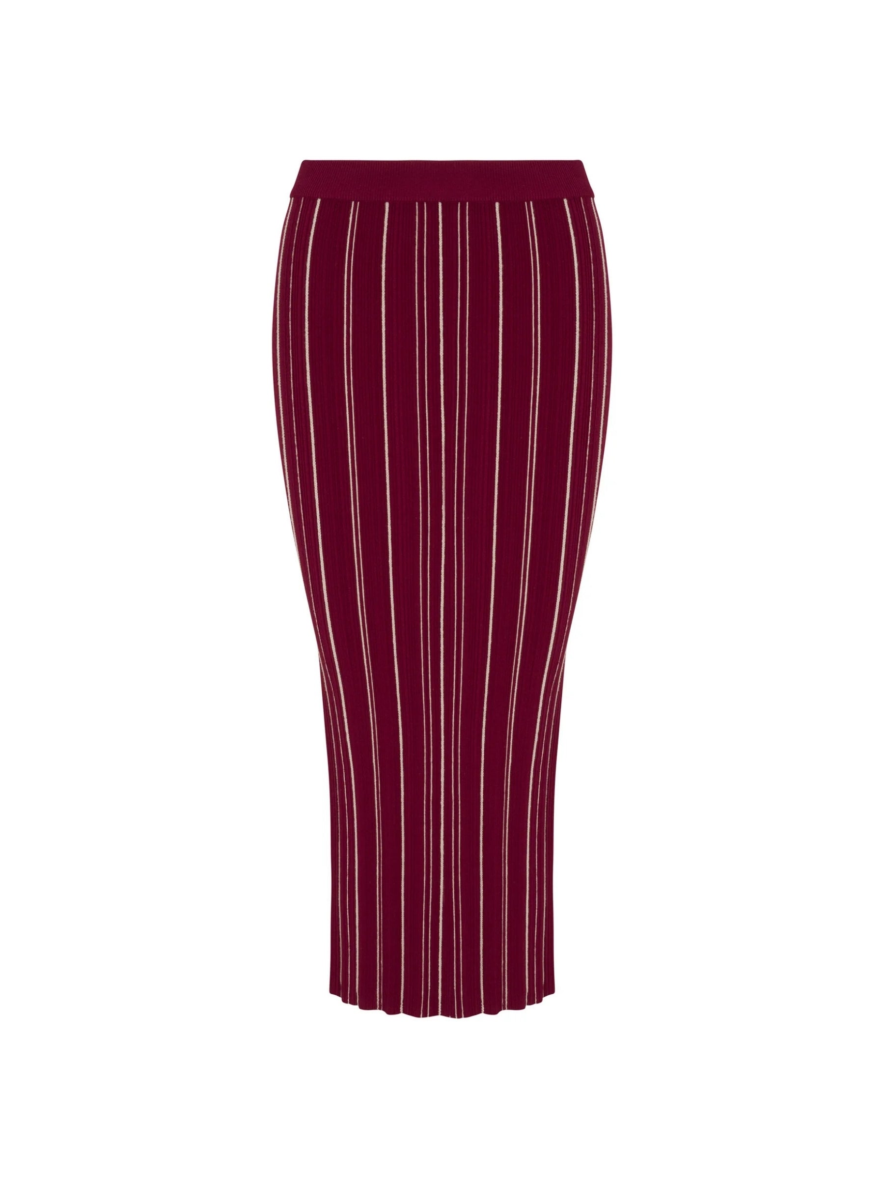 Peony Skirt - Crimson Beige Stripe