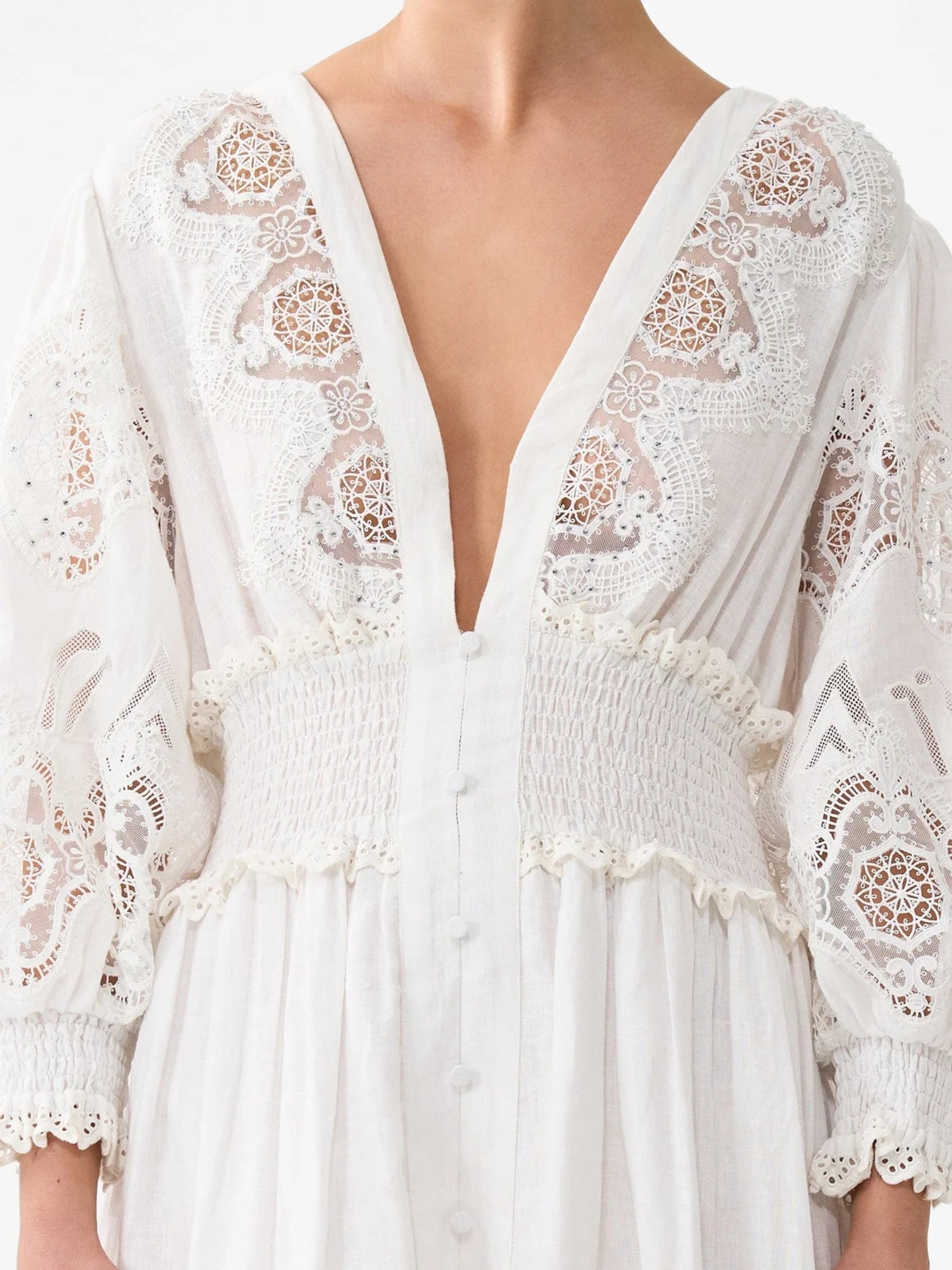 Shirred Waistband Long Dress - All About That lace