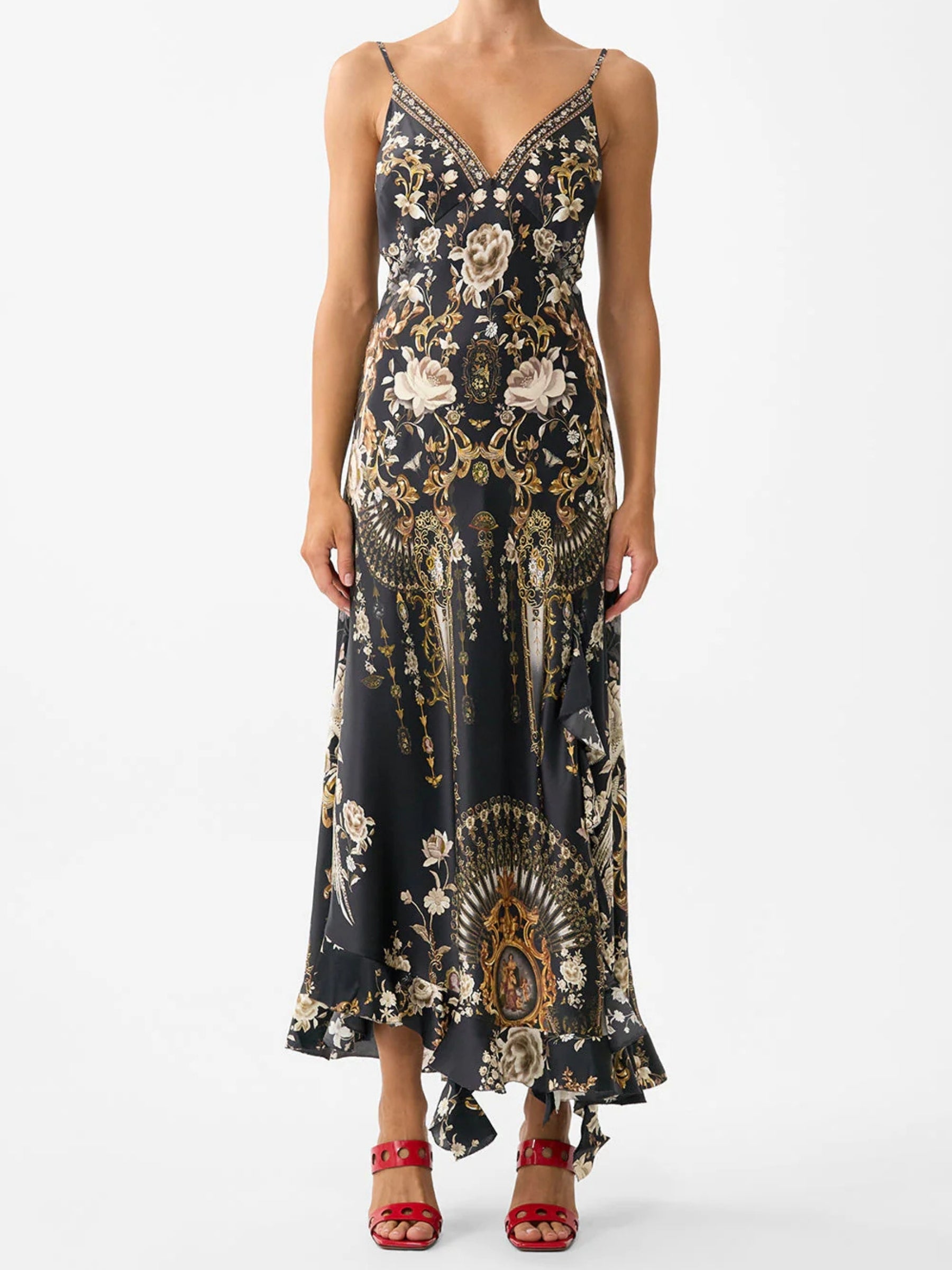 Bias Slip Dress w/ Frill Hem - Flamenco Folklore