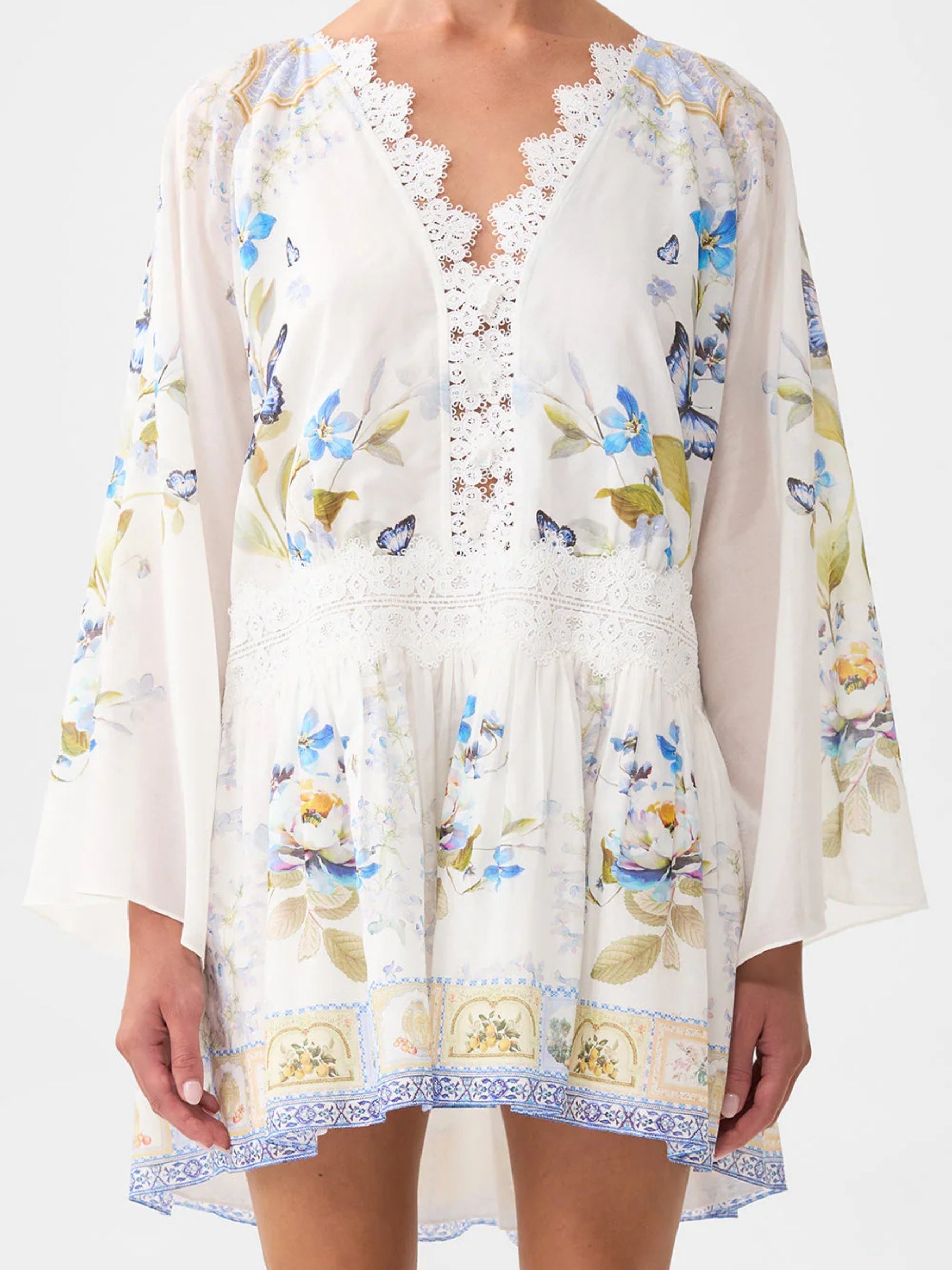 Relaxed Short Dress with Drop Waist - Botanical Ballads