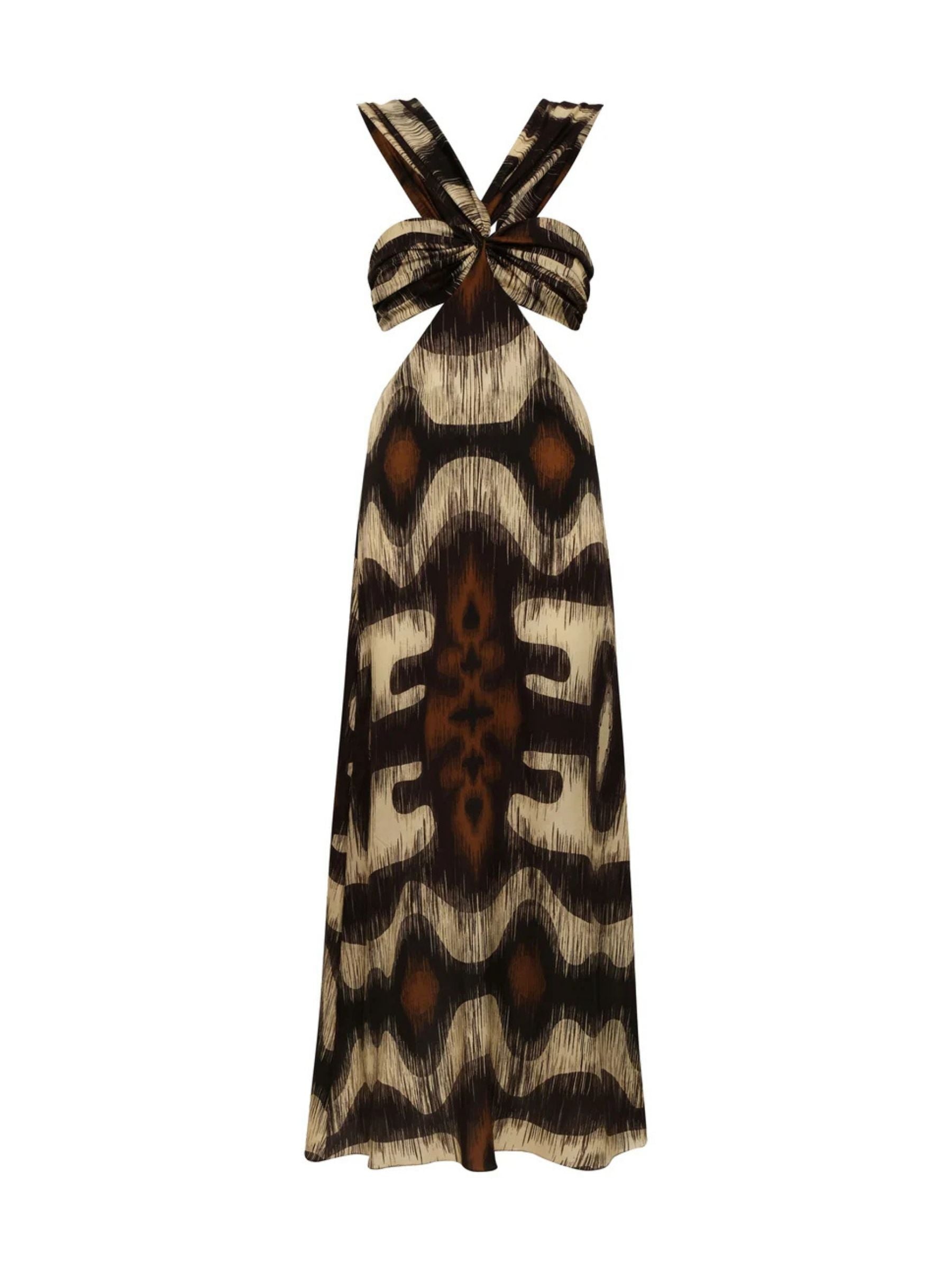 juan-de-dios-Santo -Tomás -Martellato-Silk -Dress - Brown -Ikat