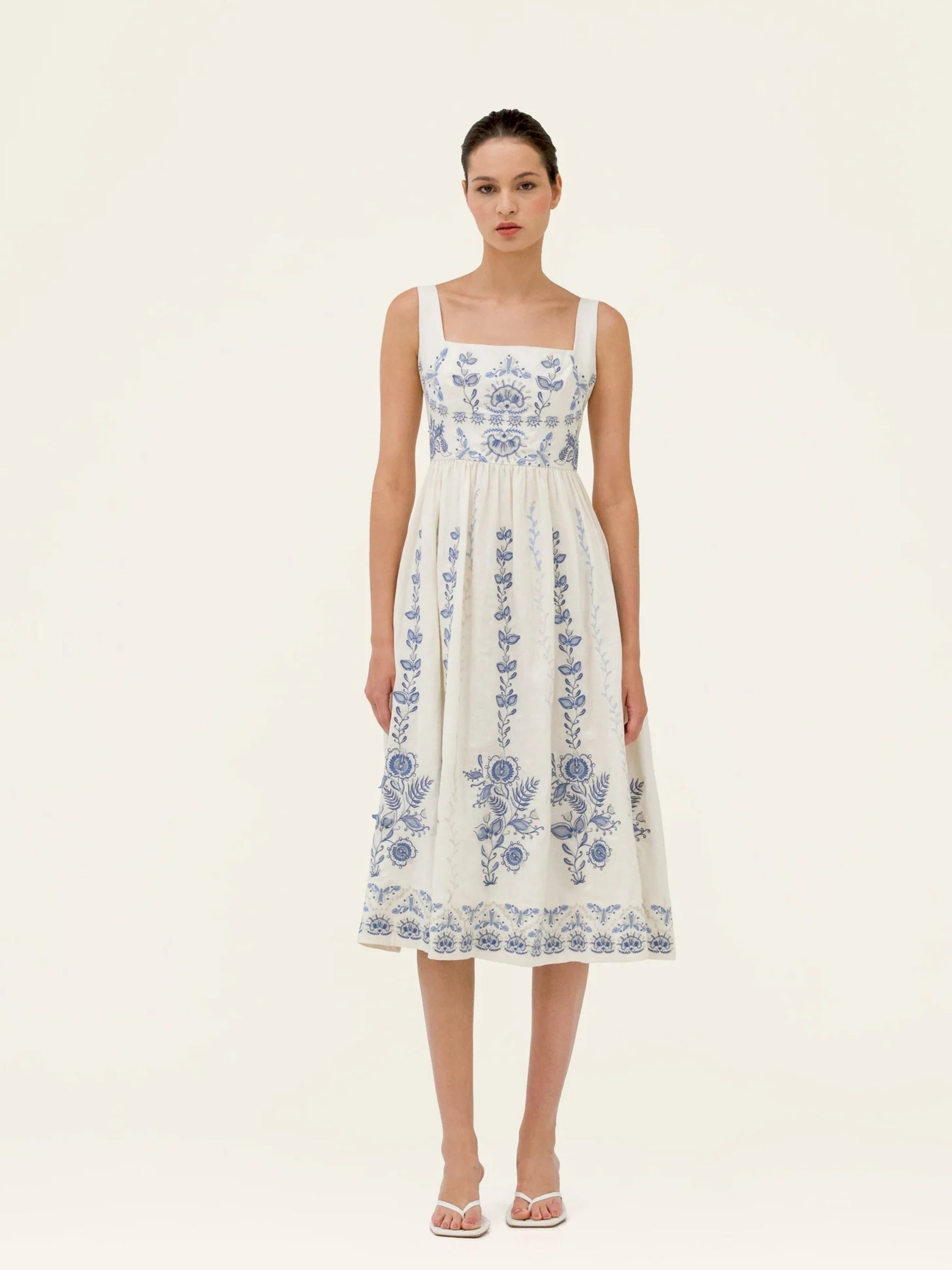 agua-by-agua-bendita-Miramar-Floritura -Midi -Dress - White-/-Blue