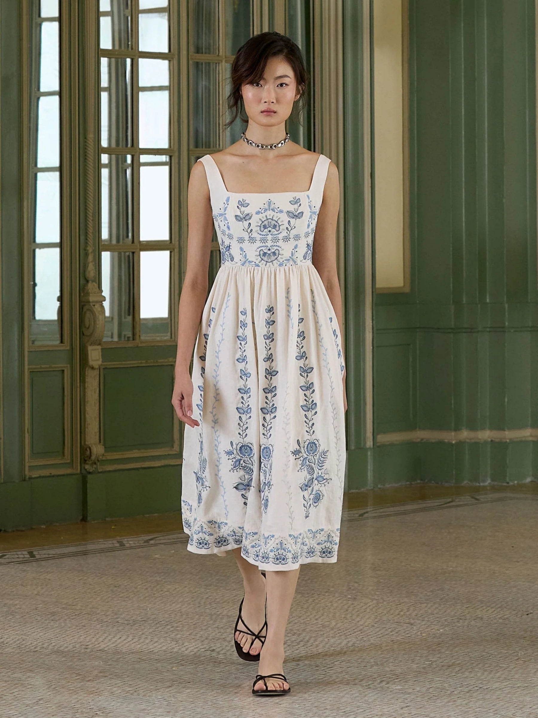 agua-by-agua-bendita-Miramar-Floritura -Midi -Dress - White-/-Blue