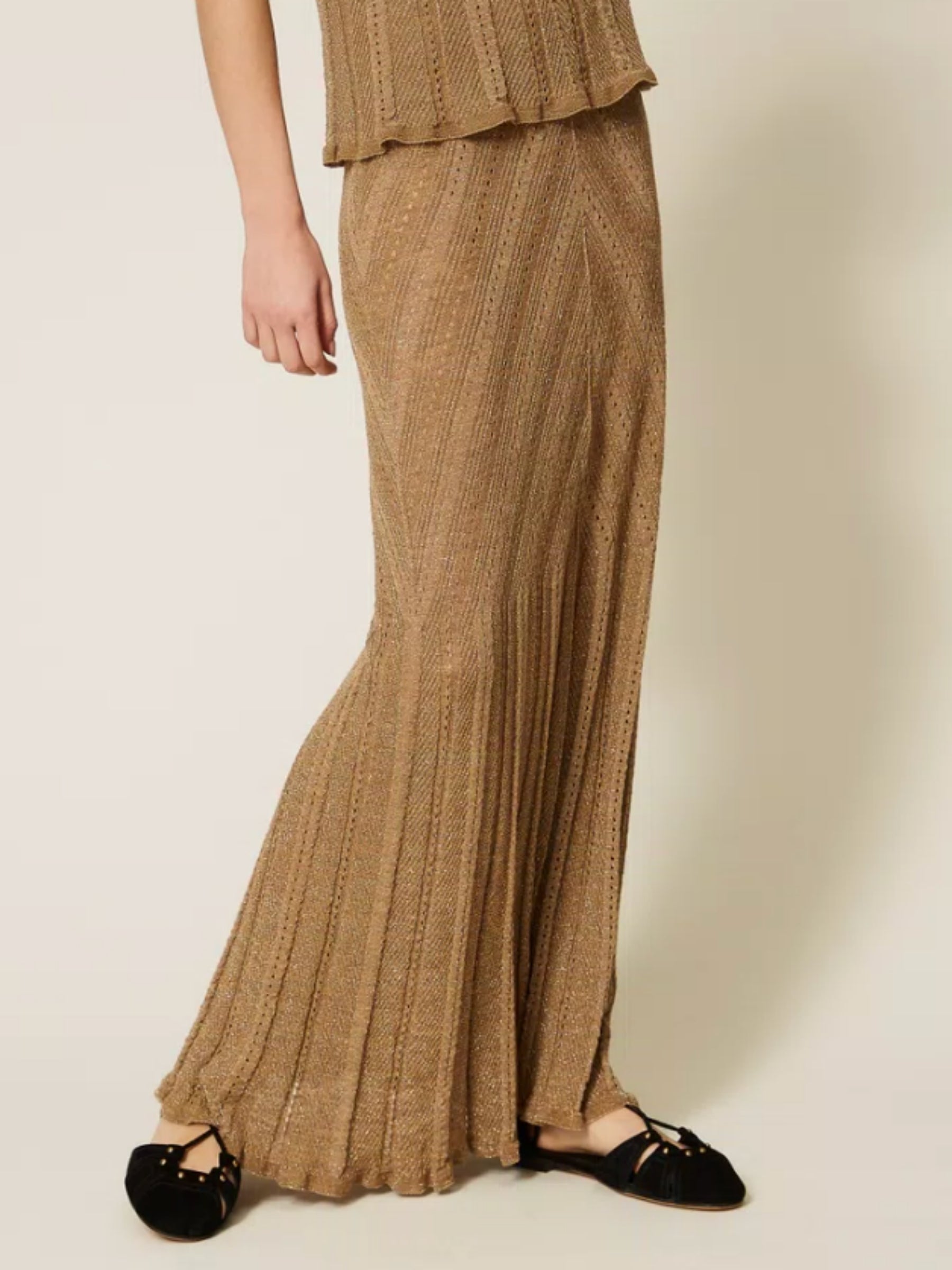 Knit Linen & Lurex Skirt - Golden