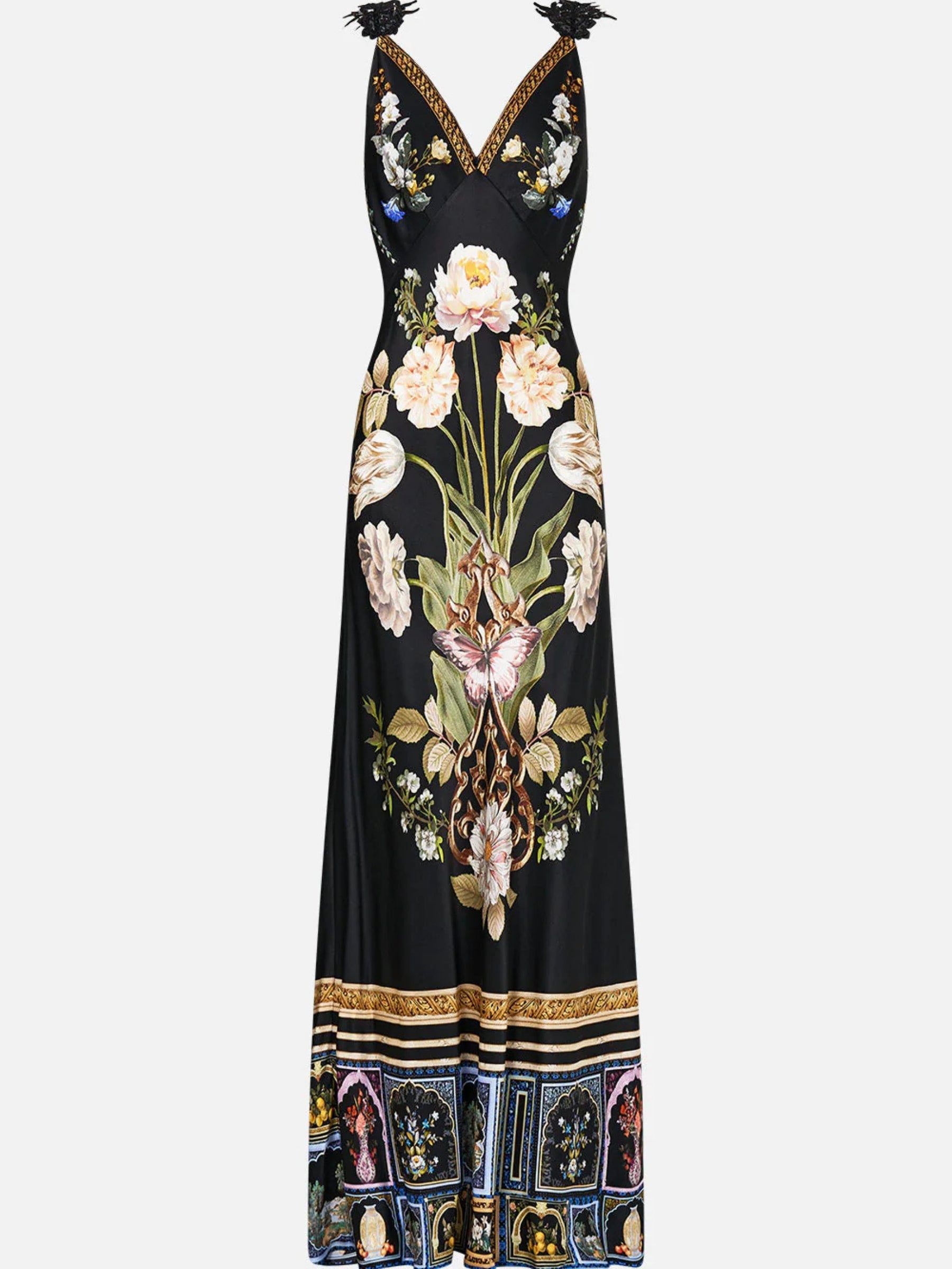 V Neck Bias Full Length Slip Dress - Ottoman Elegance