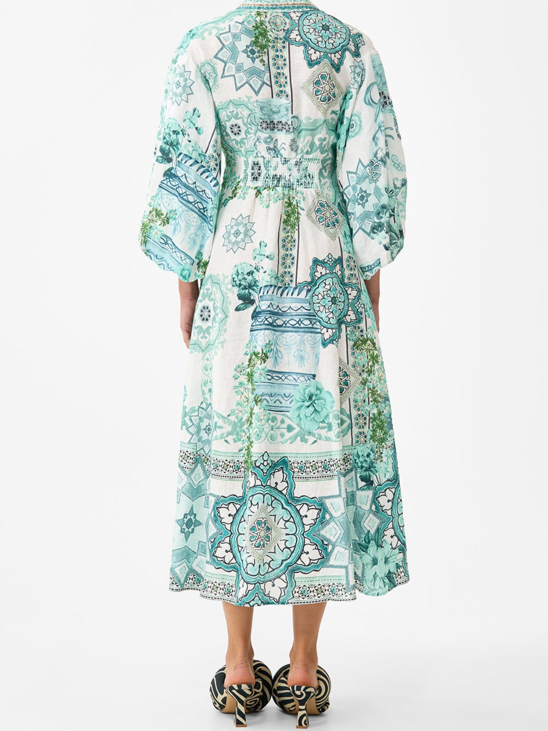 Waist Tie Shirt Dress w/ Bubble Sleeve - Balearic Bebé