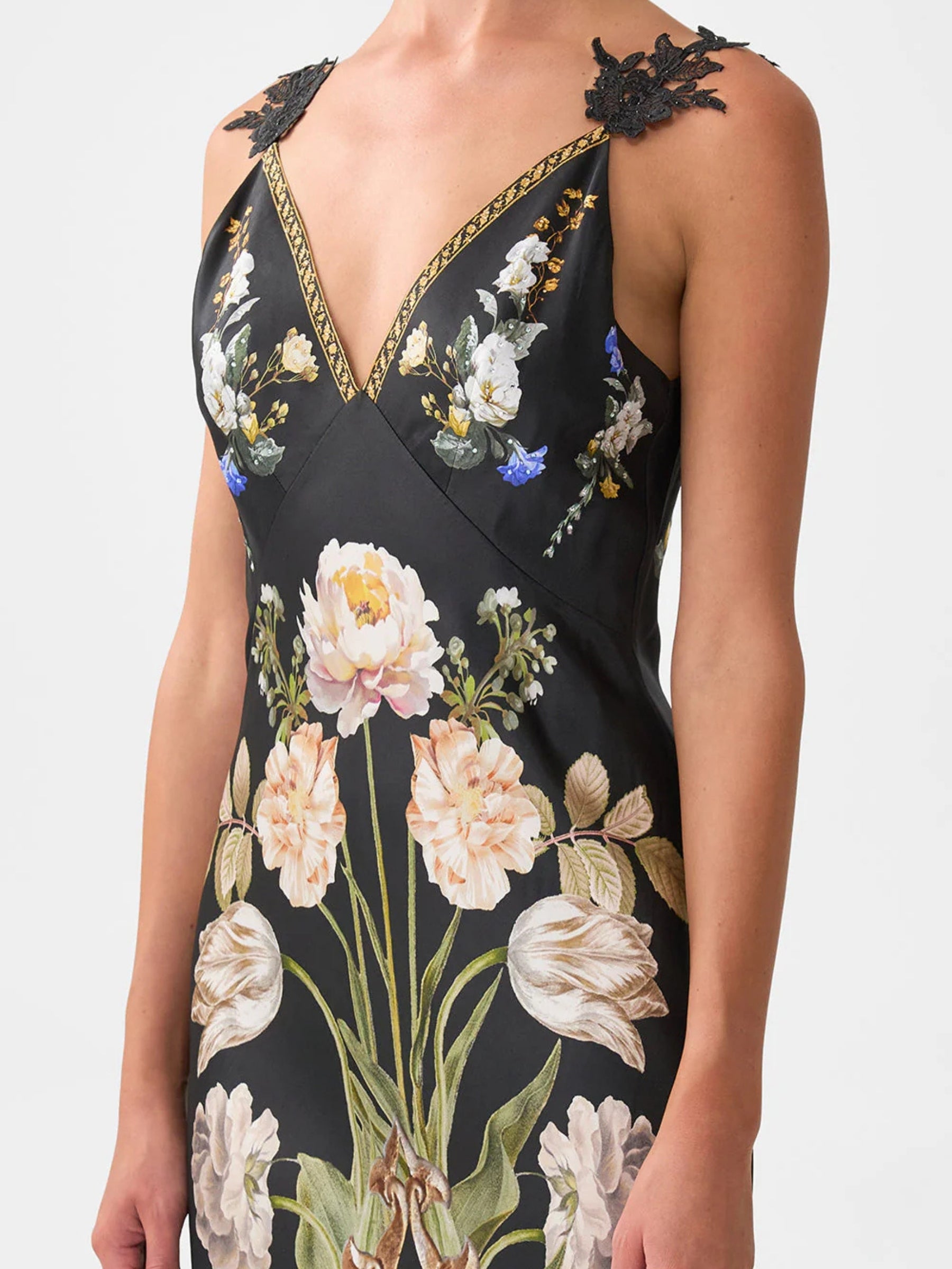 V Neck Bias Full Length Slip Dress - Ottoman Elegance