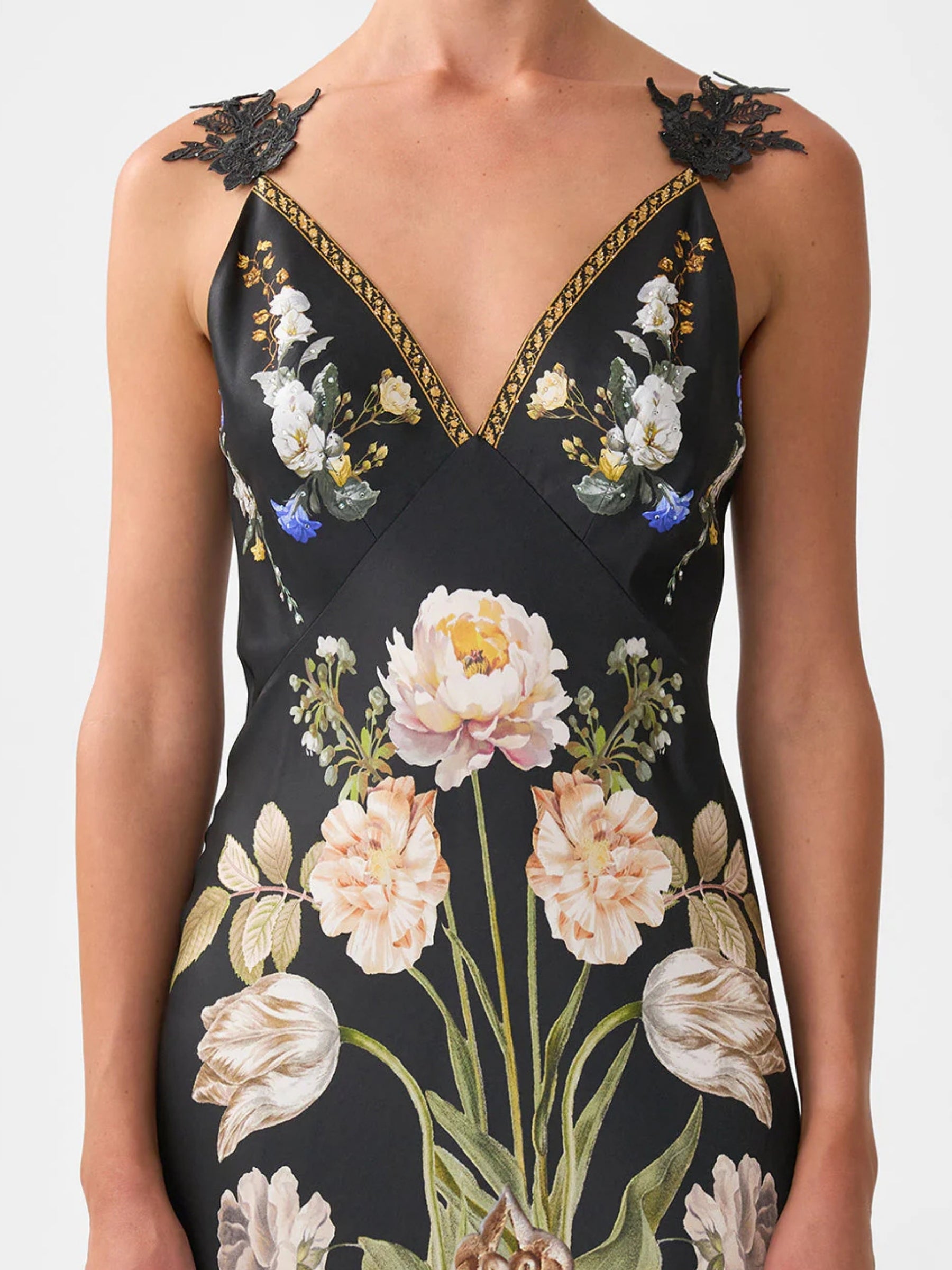 V Neck Bias Full Length Slip Dress - Ottoman Elegance