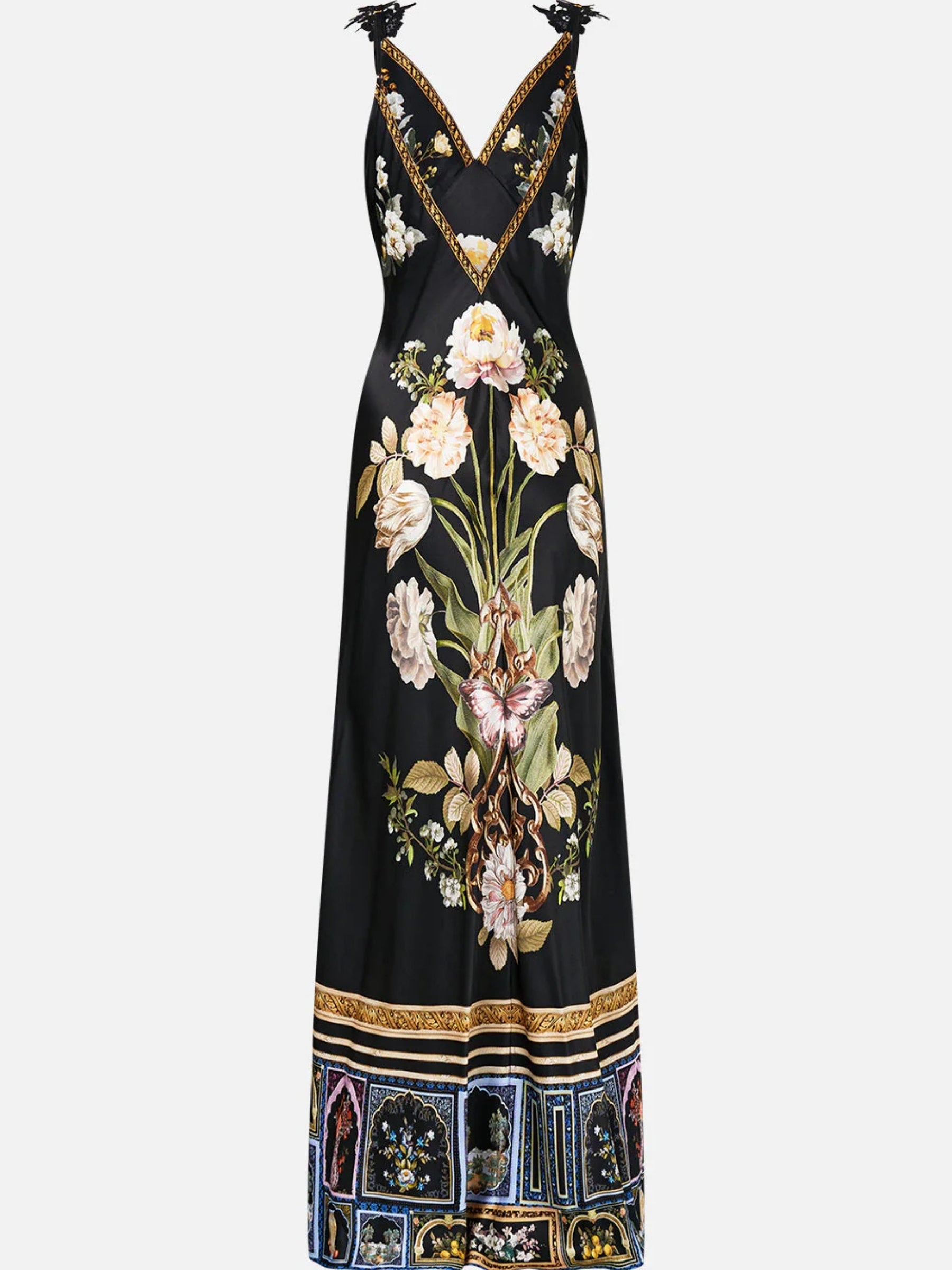 V Neck Bias Full Length Slip Dress - Ottoman Elegance