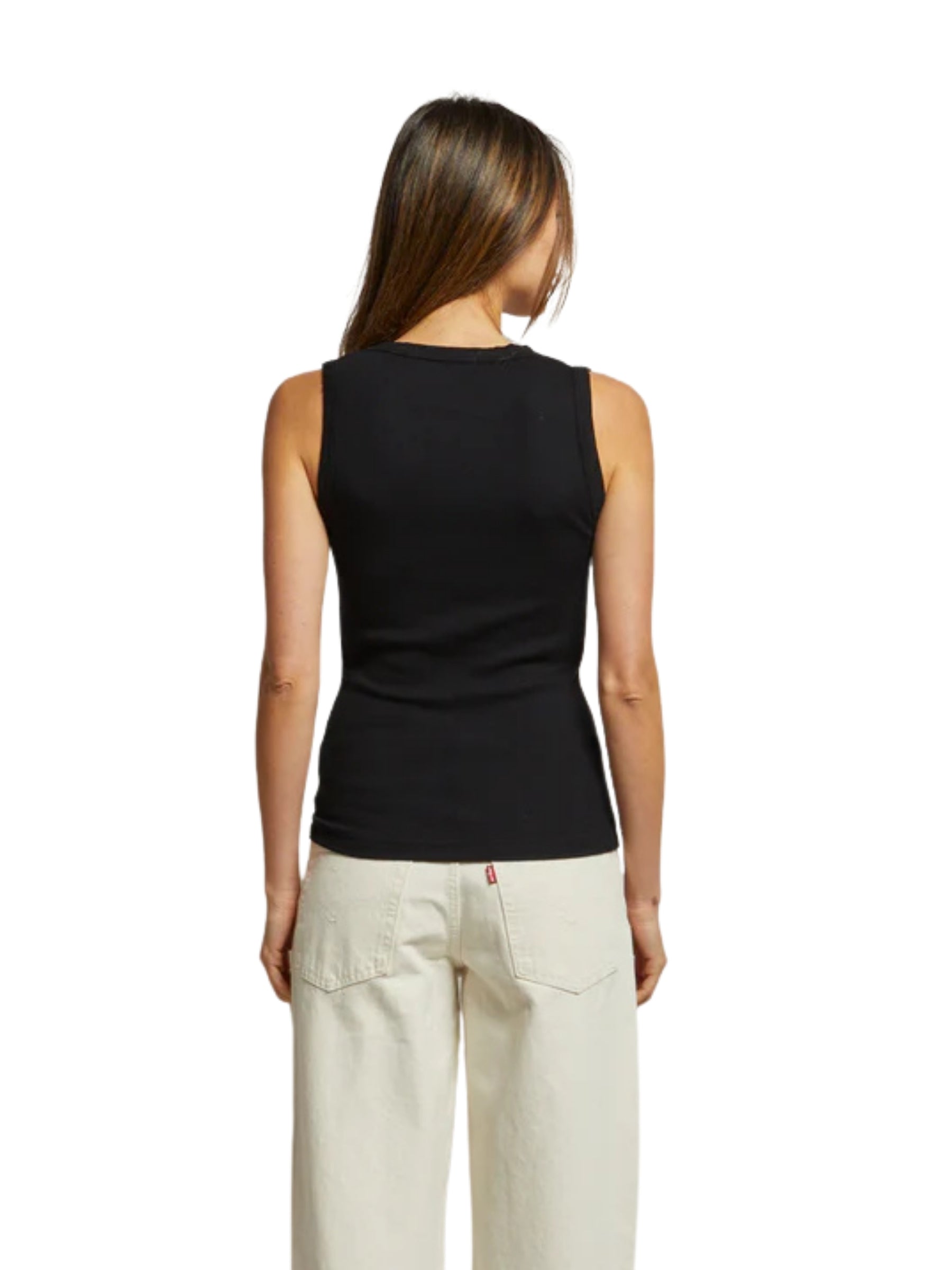 Jordan U Neck Ribbed Tank - True Black