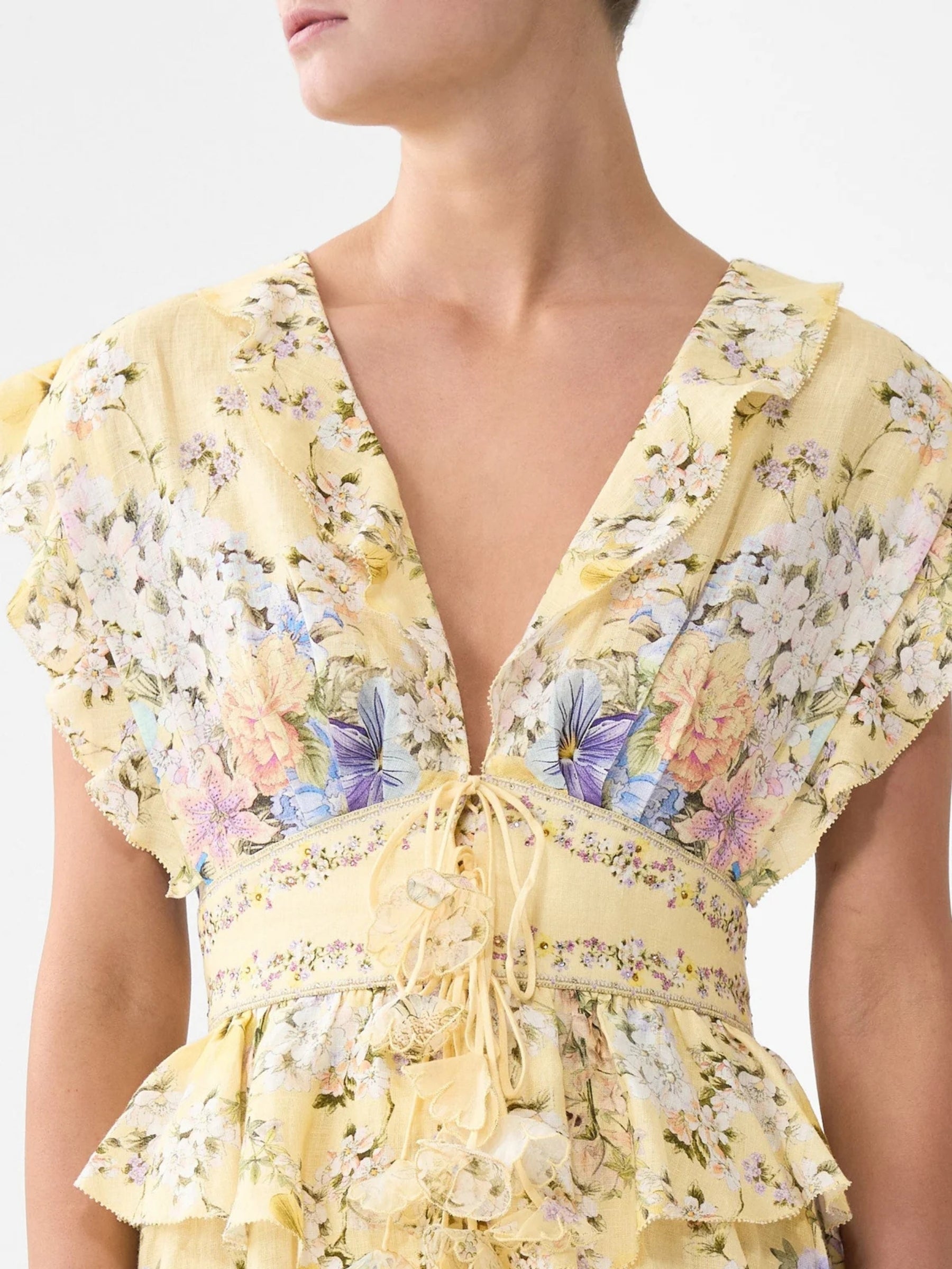 Waisted Short Dress w/ Ruffle Details - Darling Buds