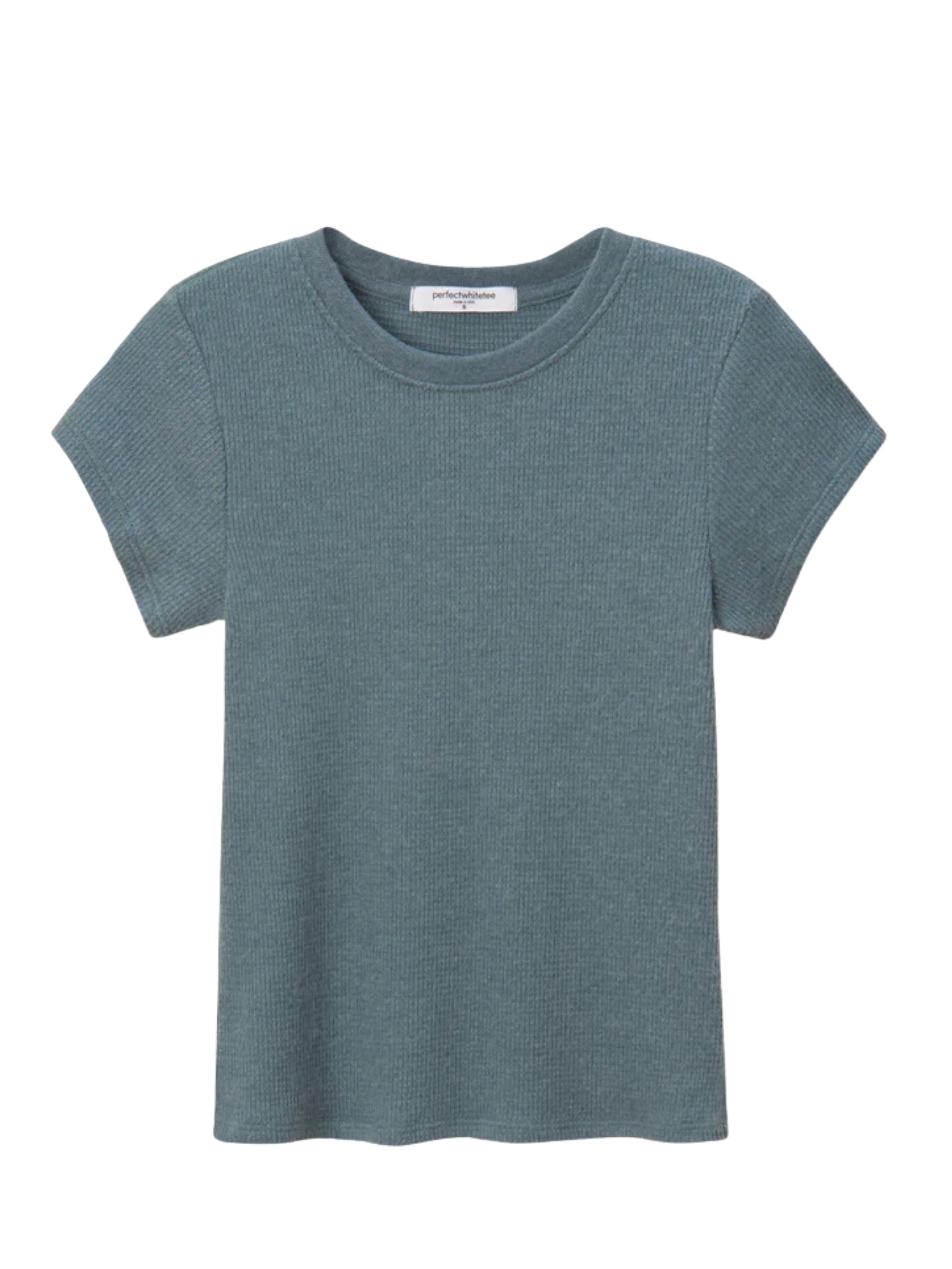 Mindy Brushed Waffle SS Crew Tee - Slate