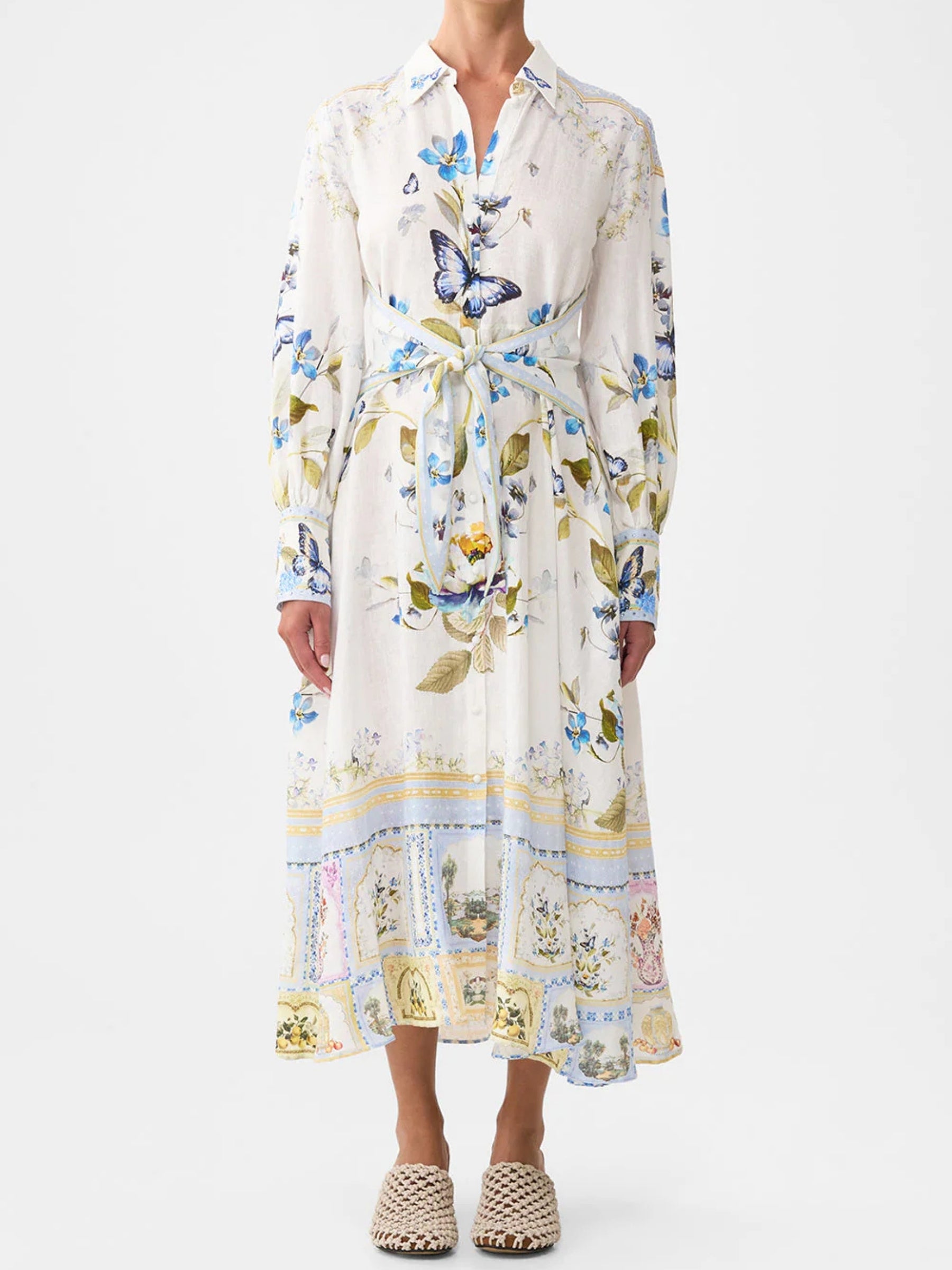 Waist Tie Shirt Dress - Botanical Ballads