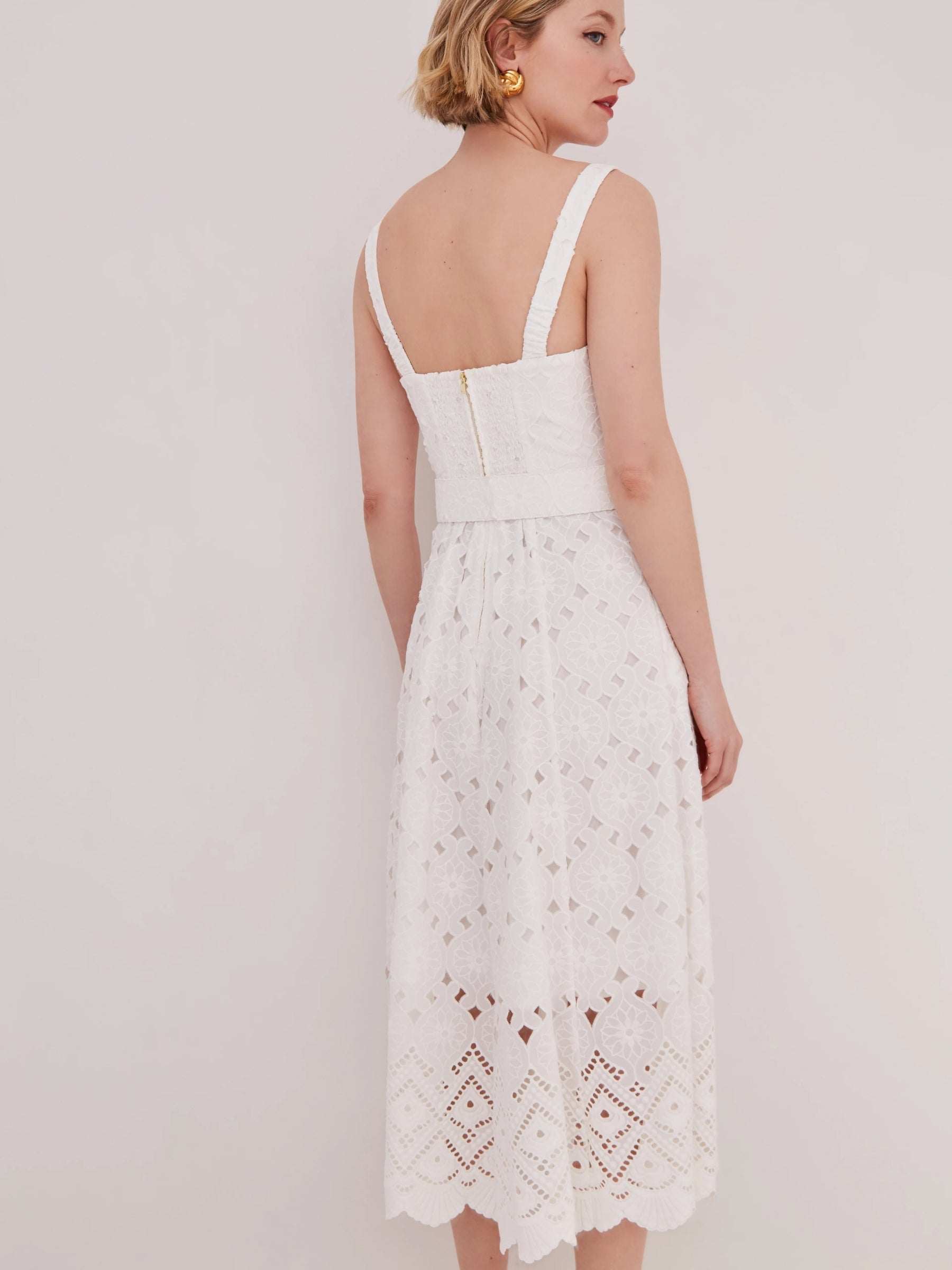 Calypso Dress - White Trellis Eyelet by Cara Cara — view 4