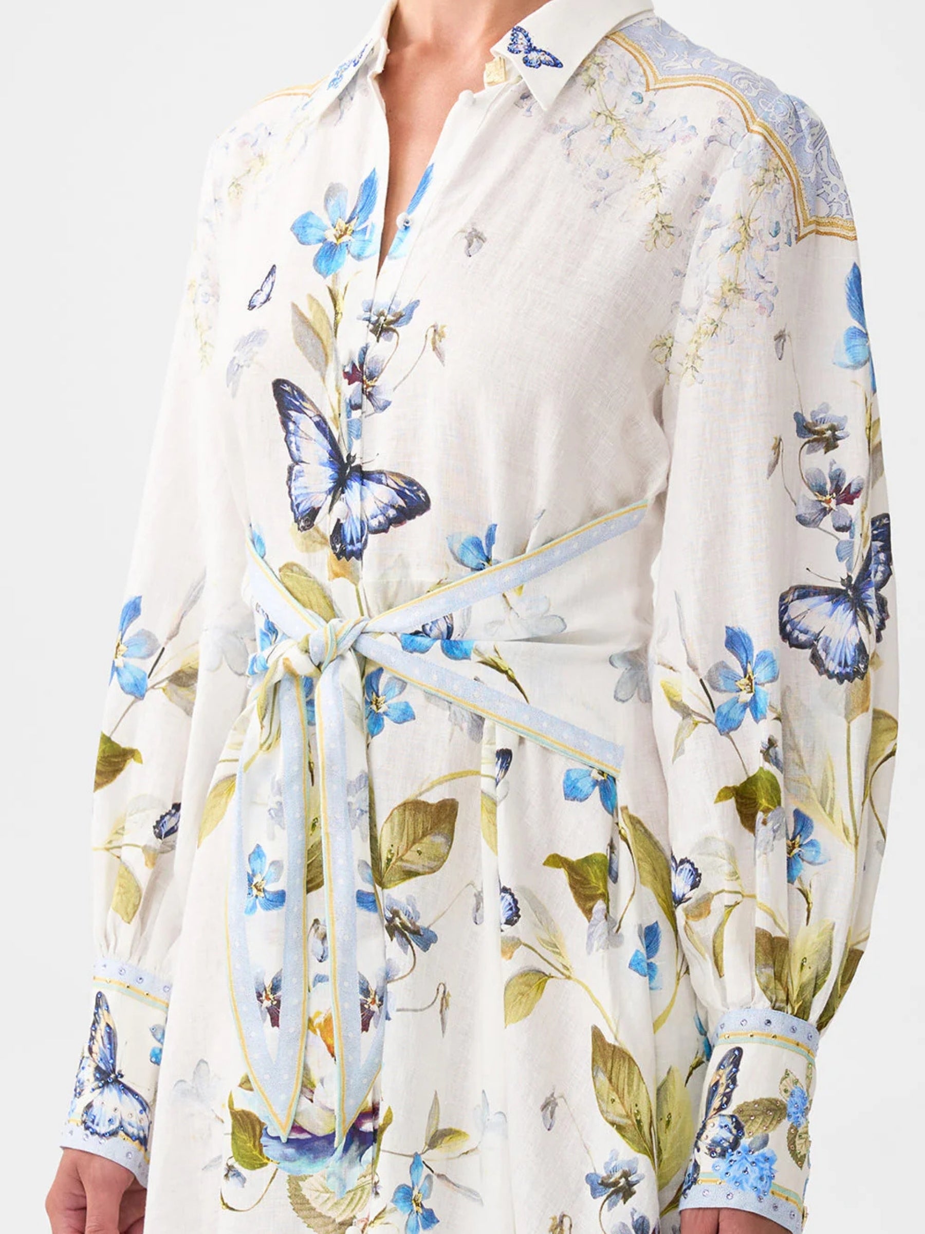 Waist Tie Shirt Dress - Botanical Ballads
