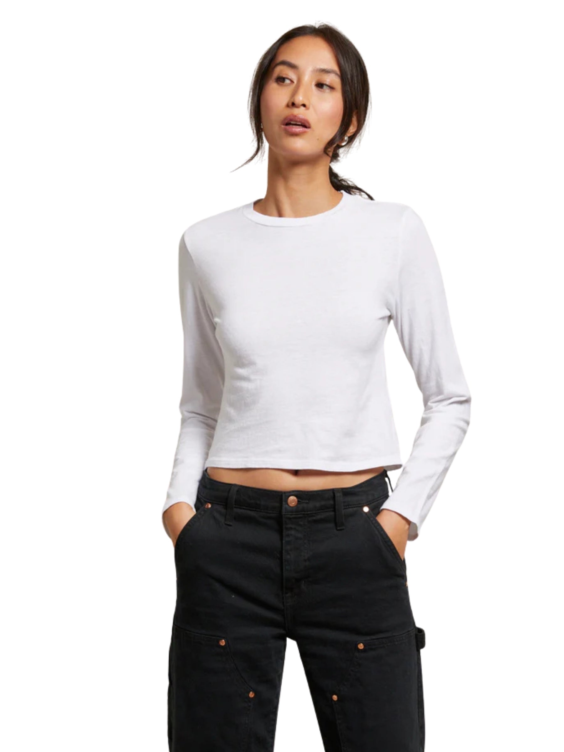 Jamie Recycled Cotton LS Tee - White