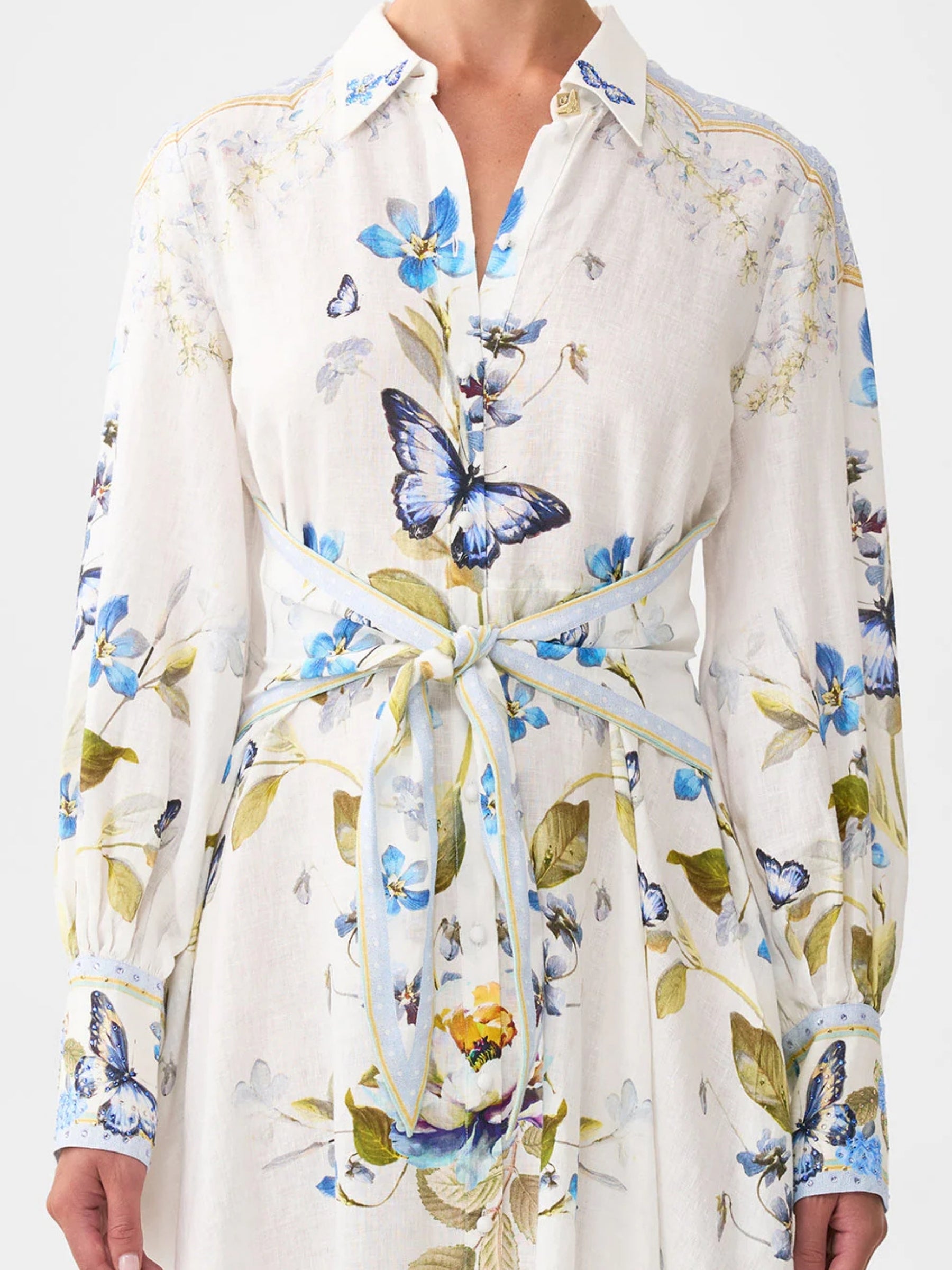 Waist Tie Shirt Dress - Botanical Ballads