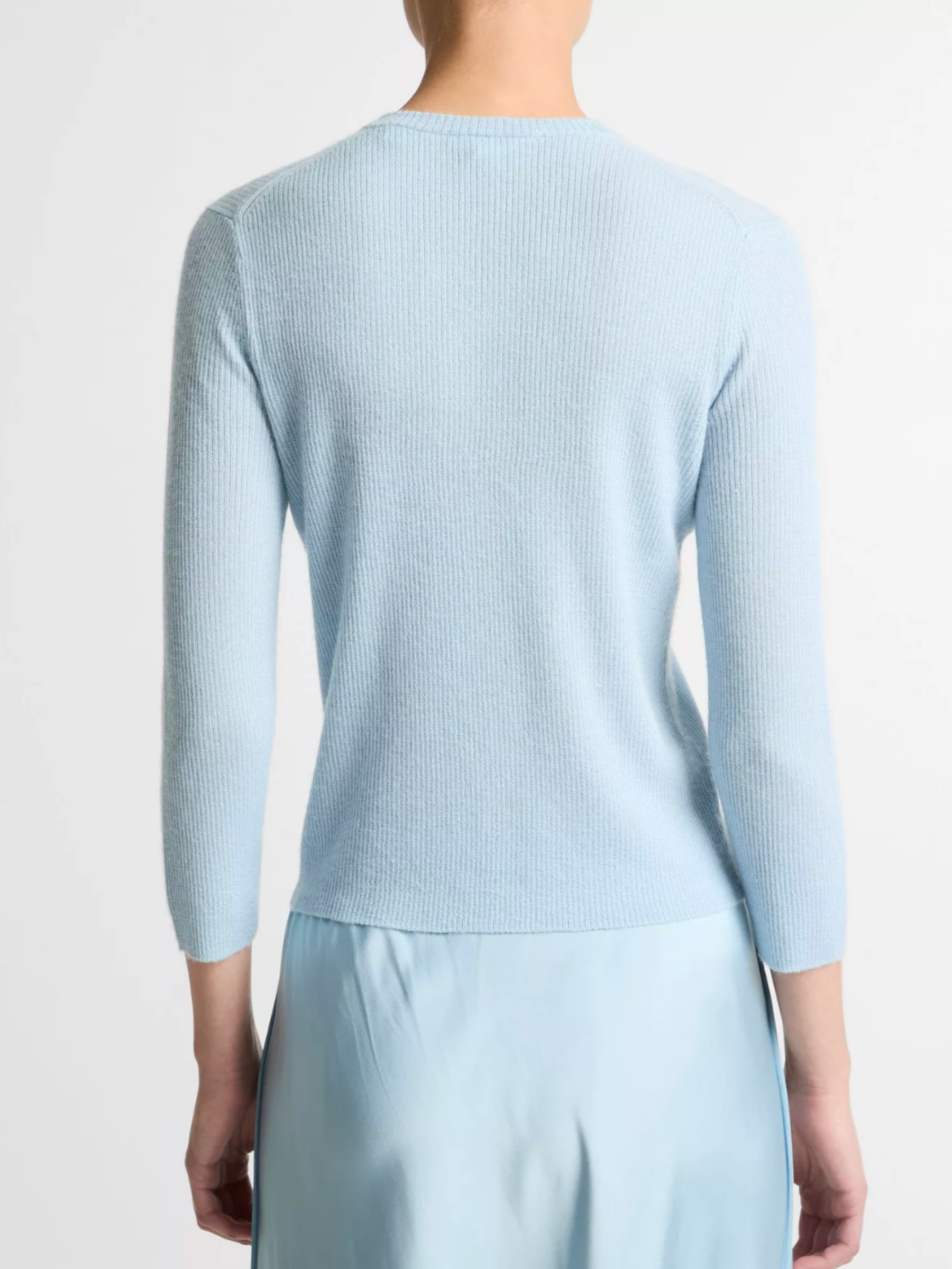Solid High V Neck Sweater - Clearwater