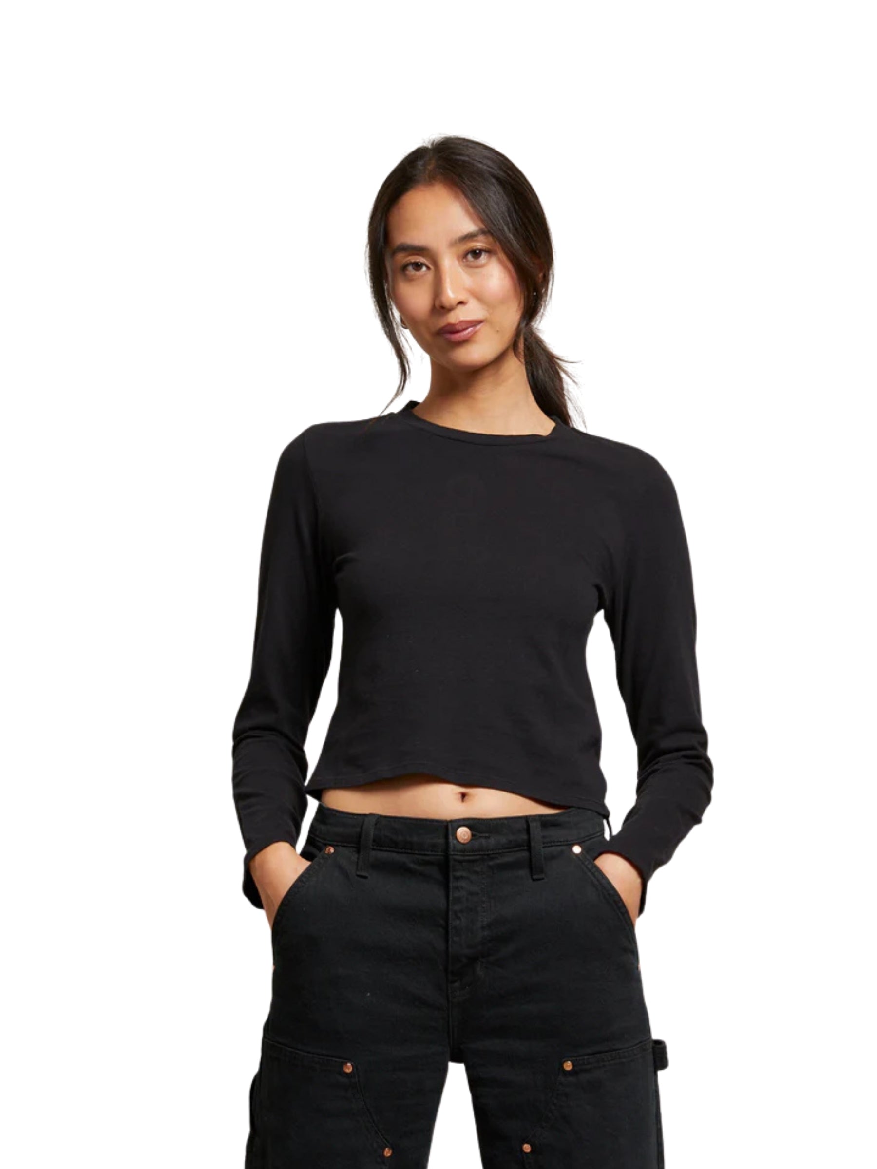 Jamie Recycled Cotton LS Tee - Black