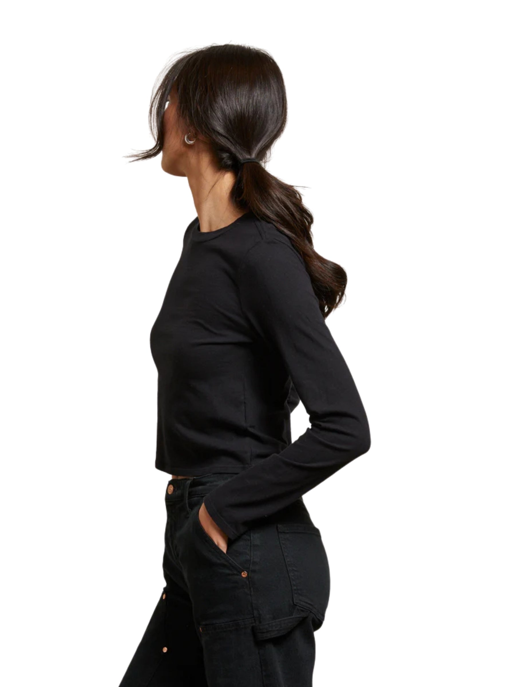 Jamie Recycled Cotton LS Tee - Black