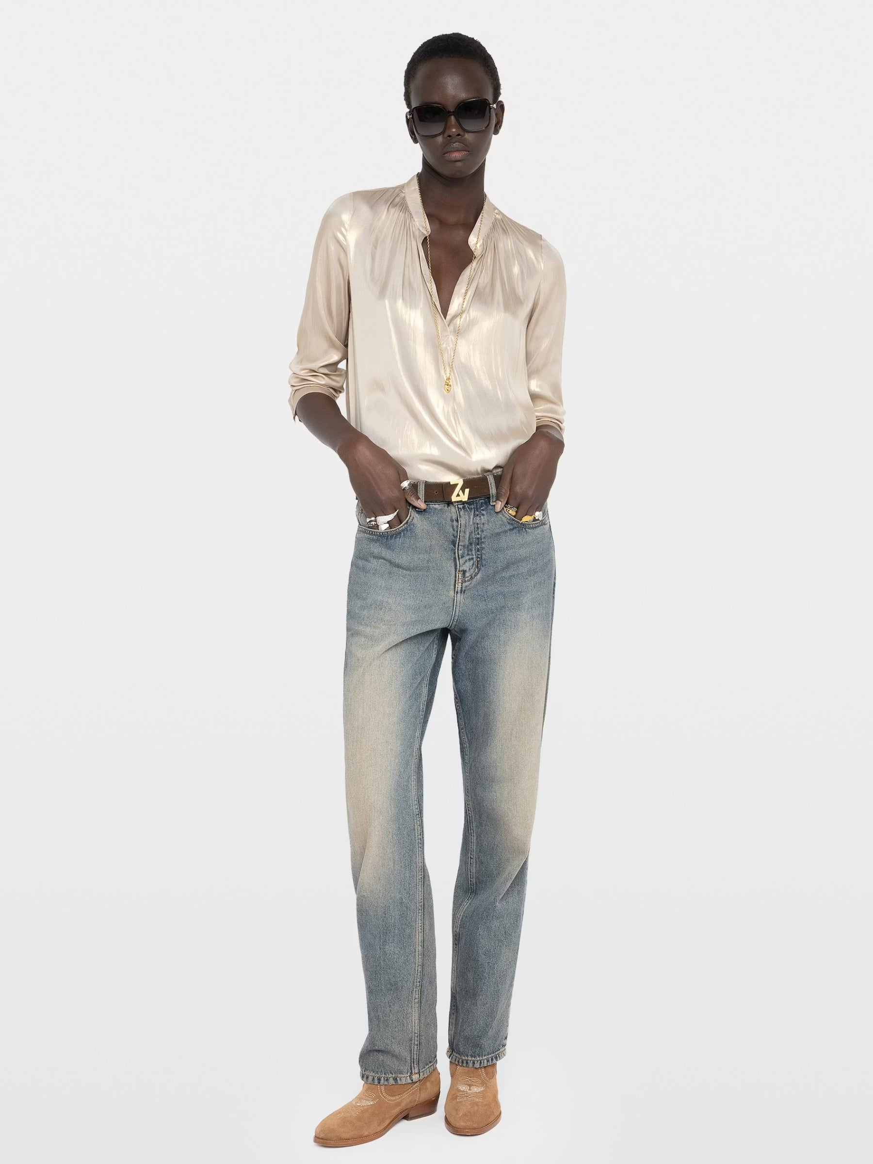 Tink Satin Blouse - Gold