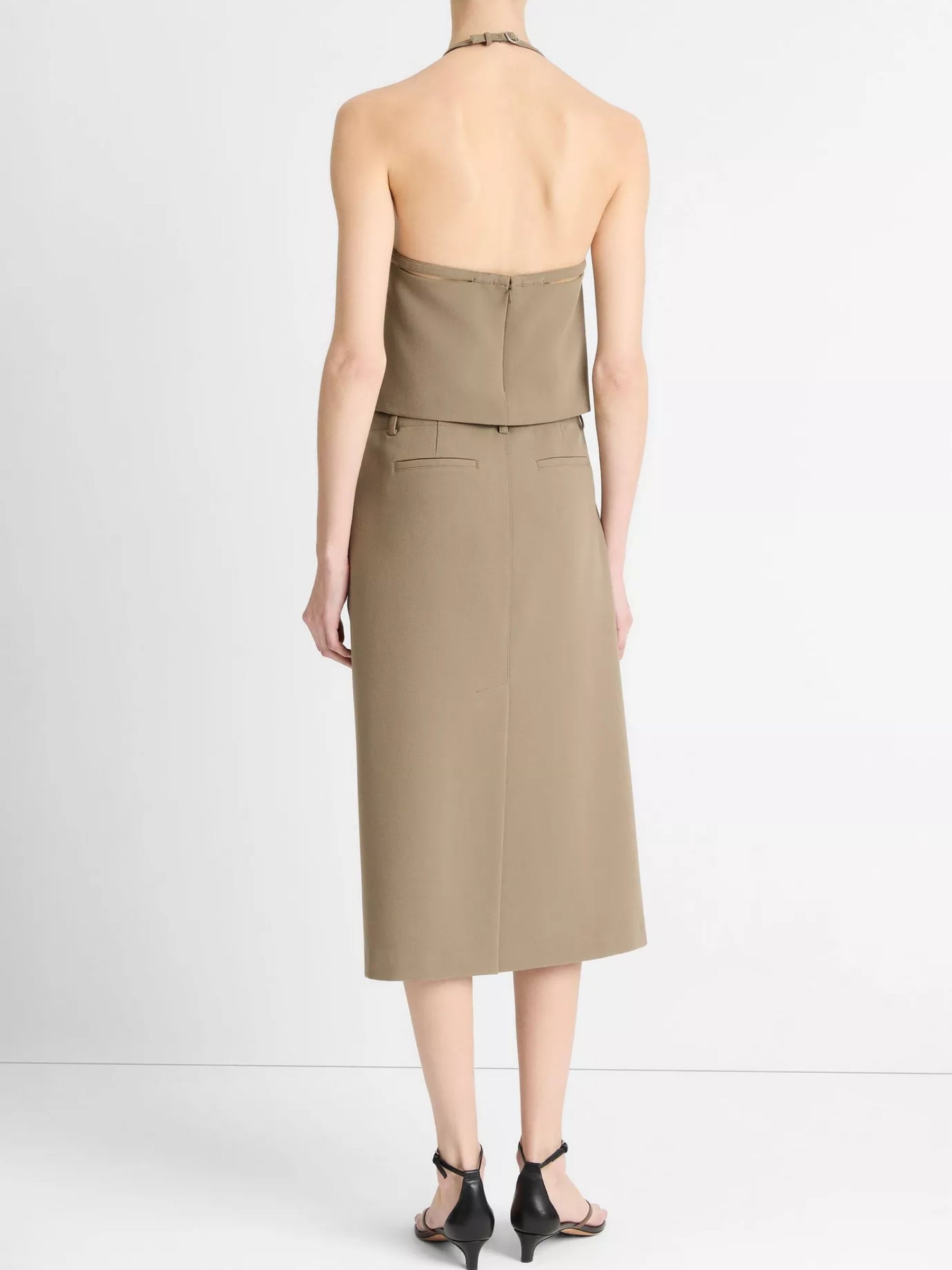 Belted Pencil Skirt - Oak Moss
