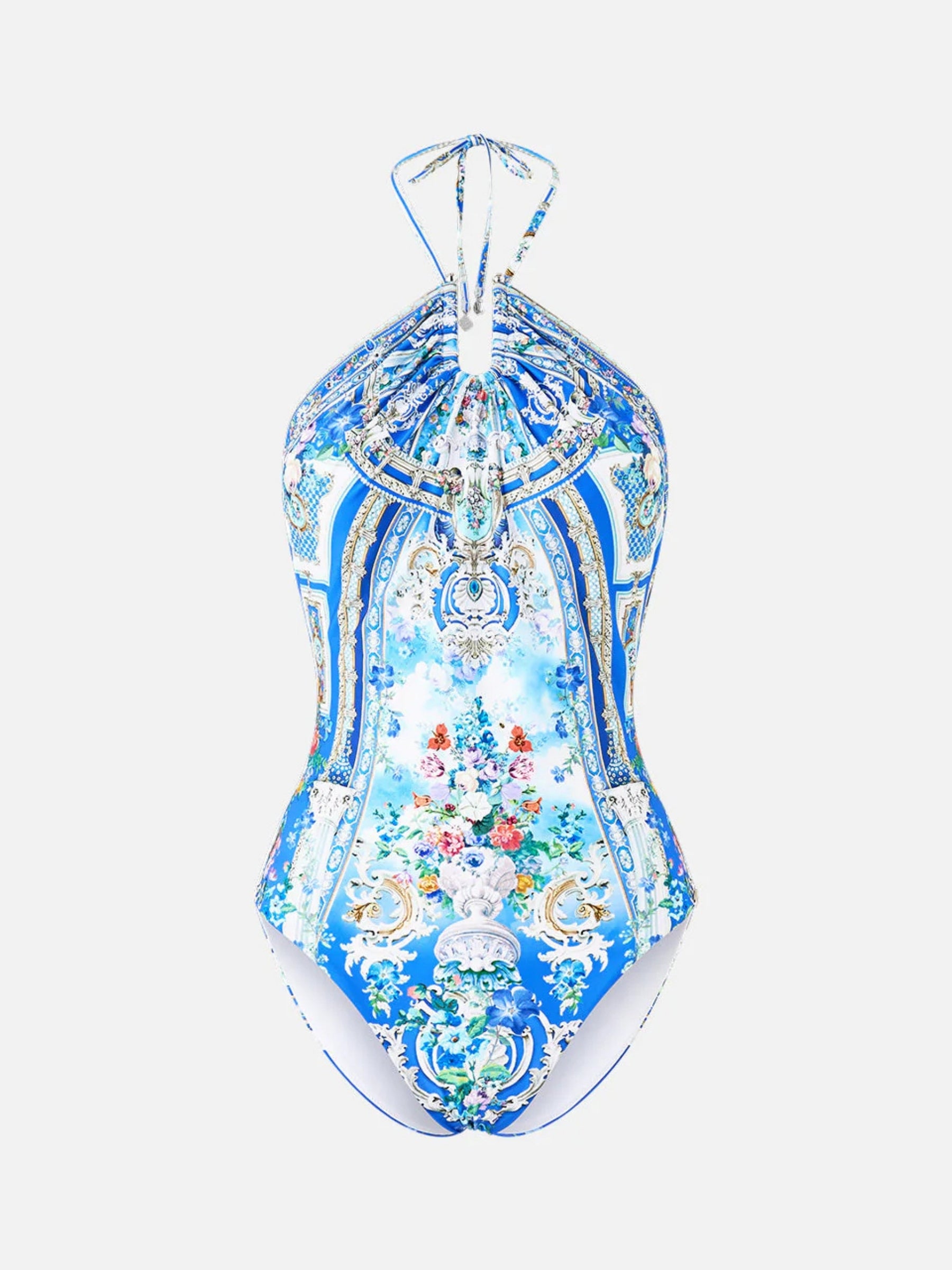 Diamond Neck Halter One Piece w/ U Ring - Ottoman Opulence