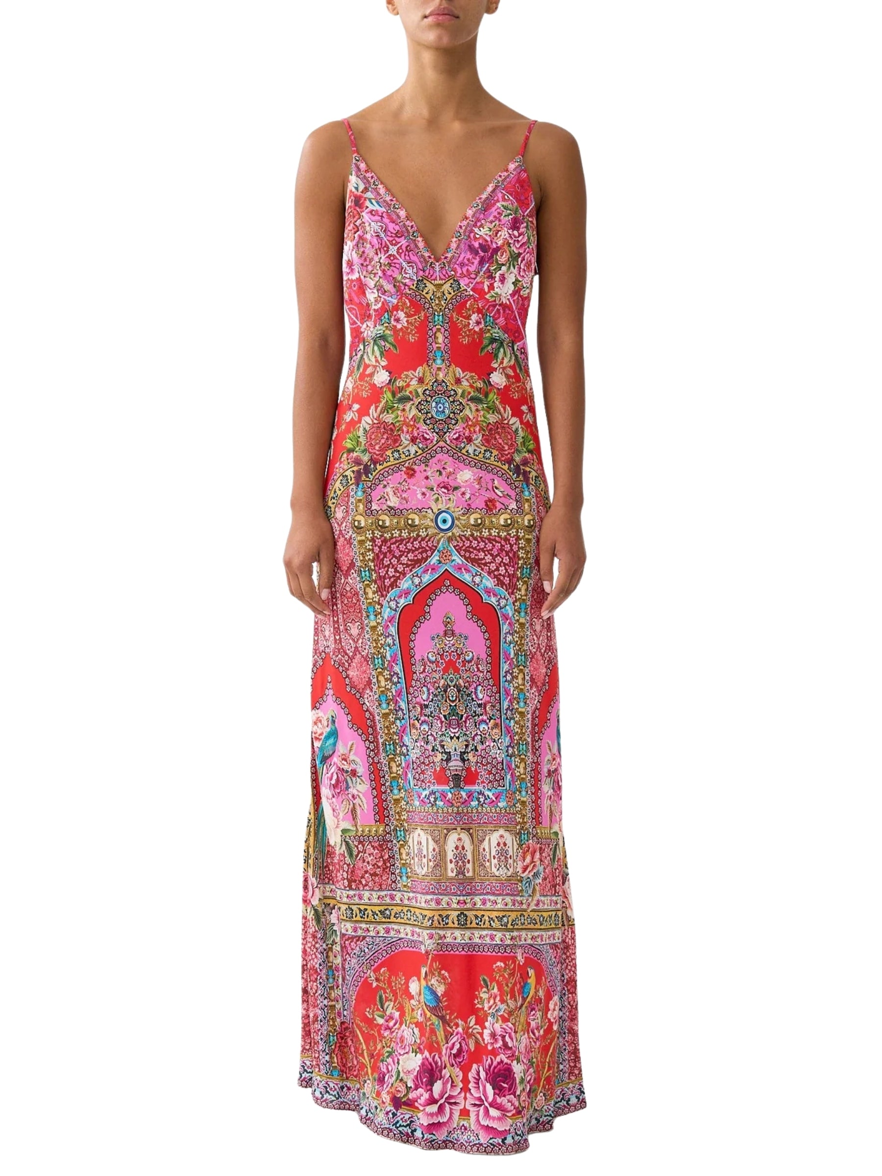 V Neck Full Length Bias Slip Dress - Heirloom Empire