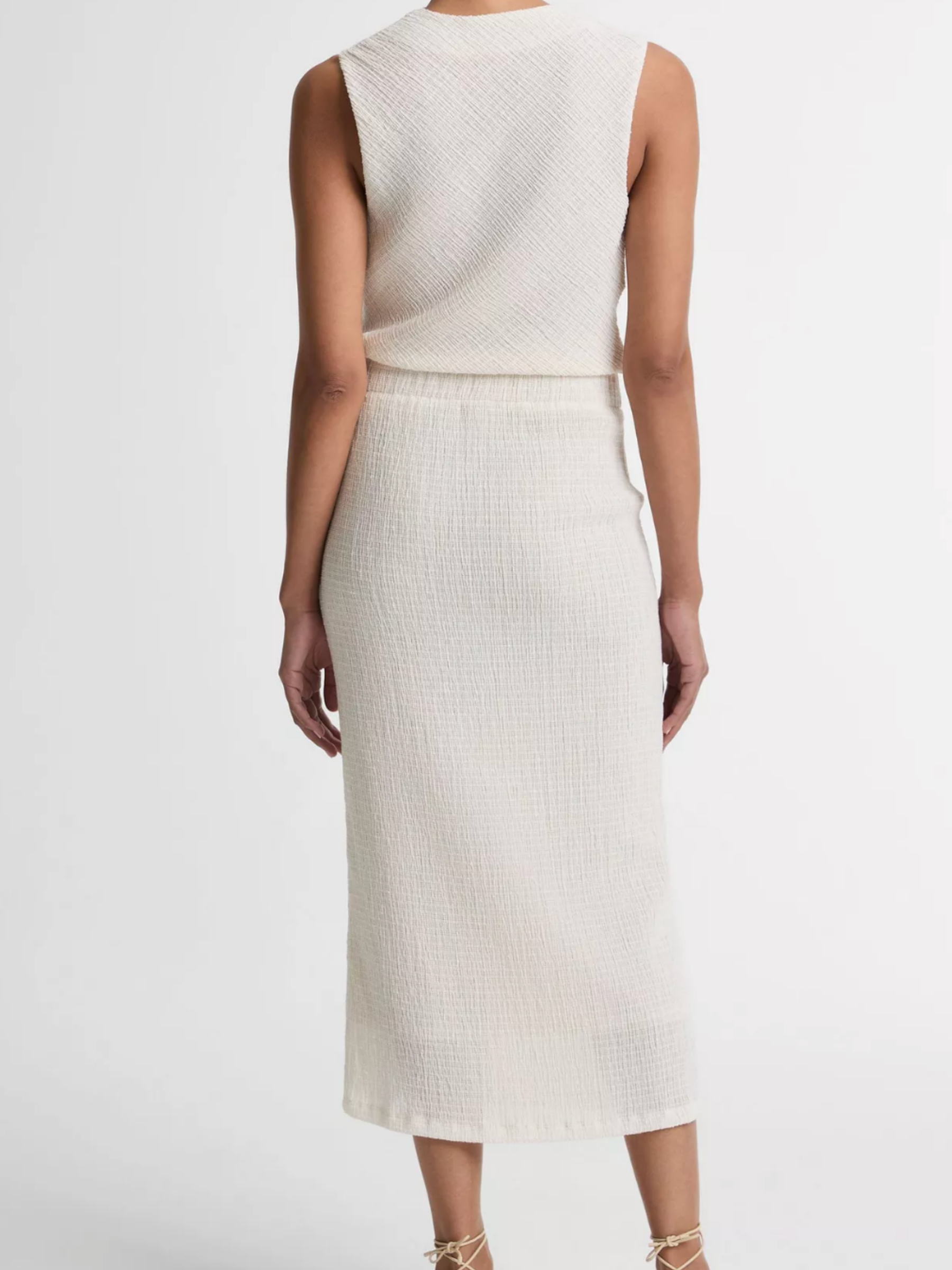 Shadow Grid Midi Skirt - Chalk