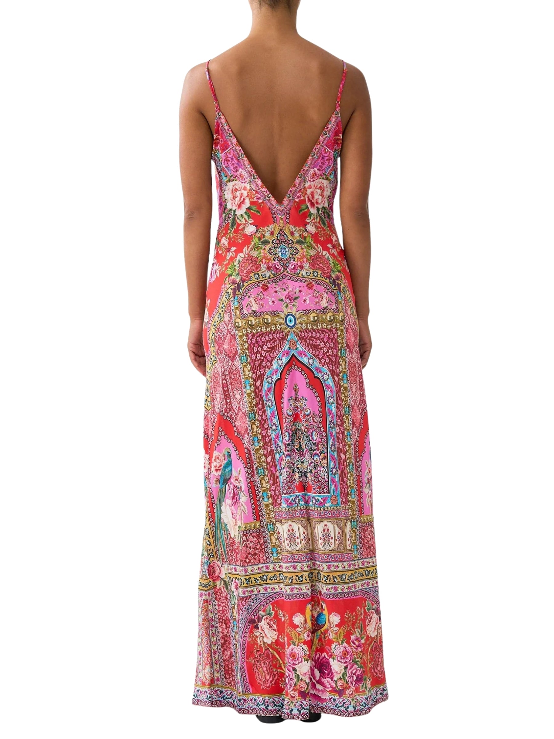 V Neck Full Length Bias Slip Dress - Heirloom Empire