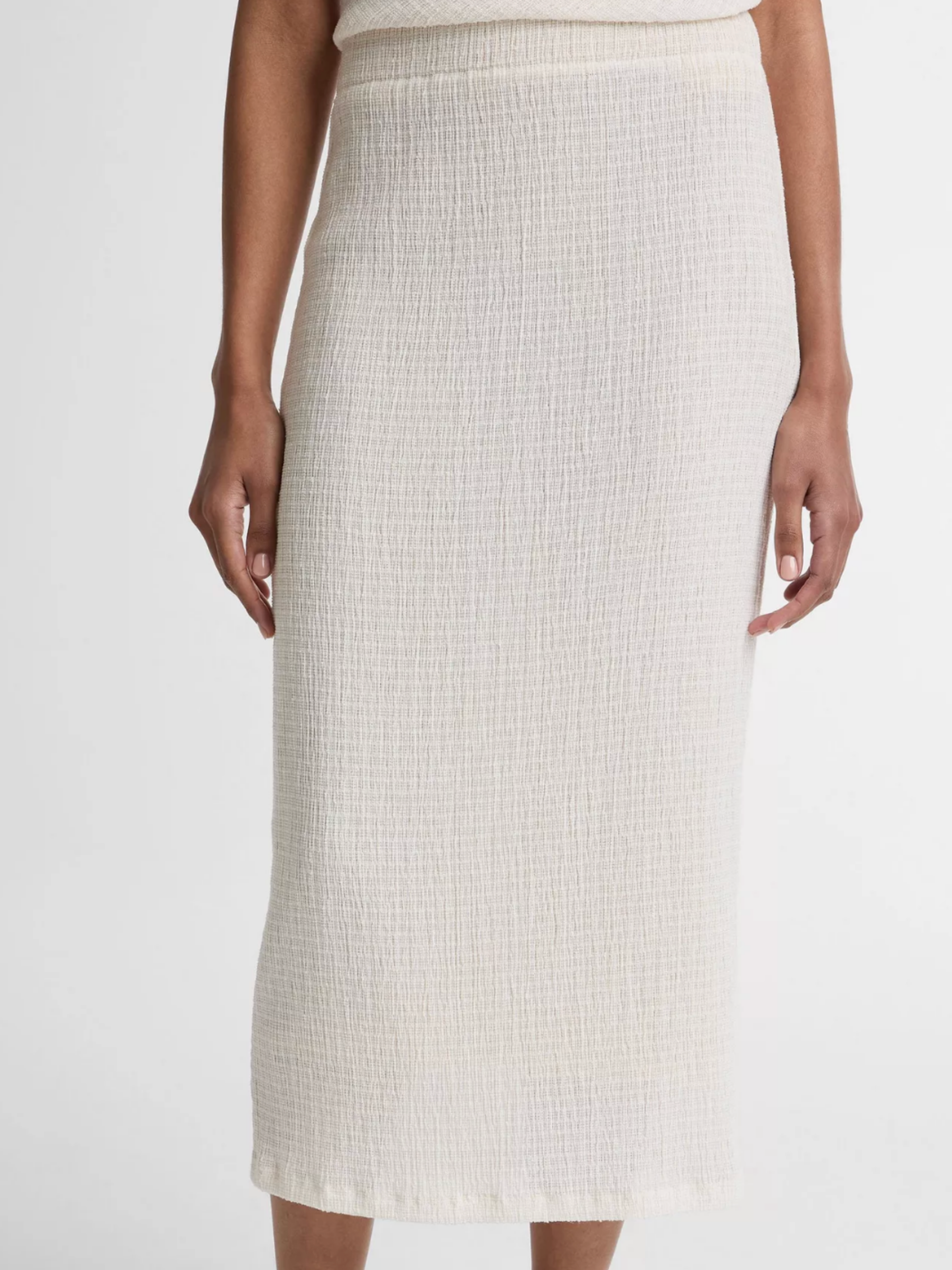 Shadow Grid Midi Skirt - Chalk