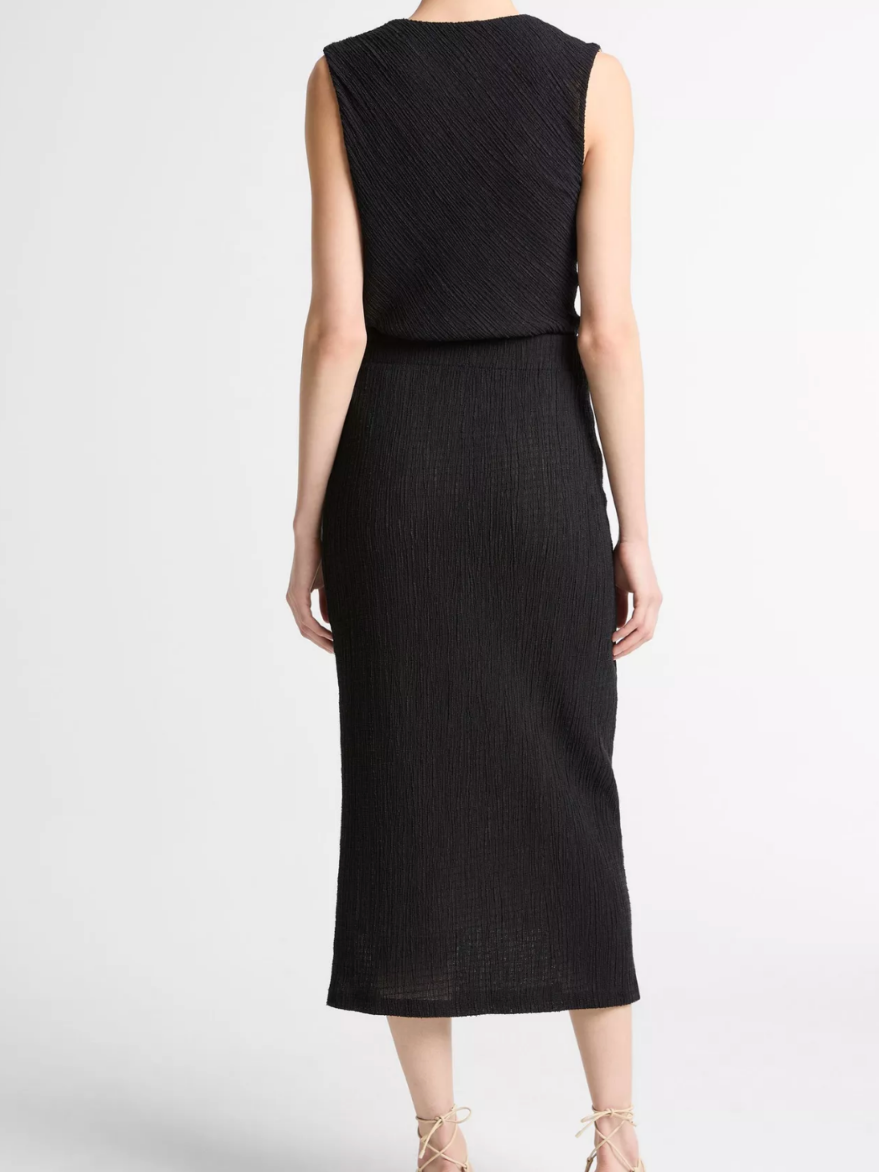 Shadow Grid Midi Skirt - Black