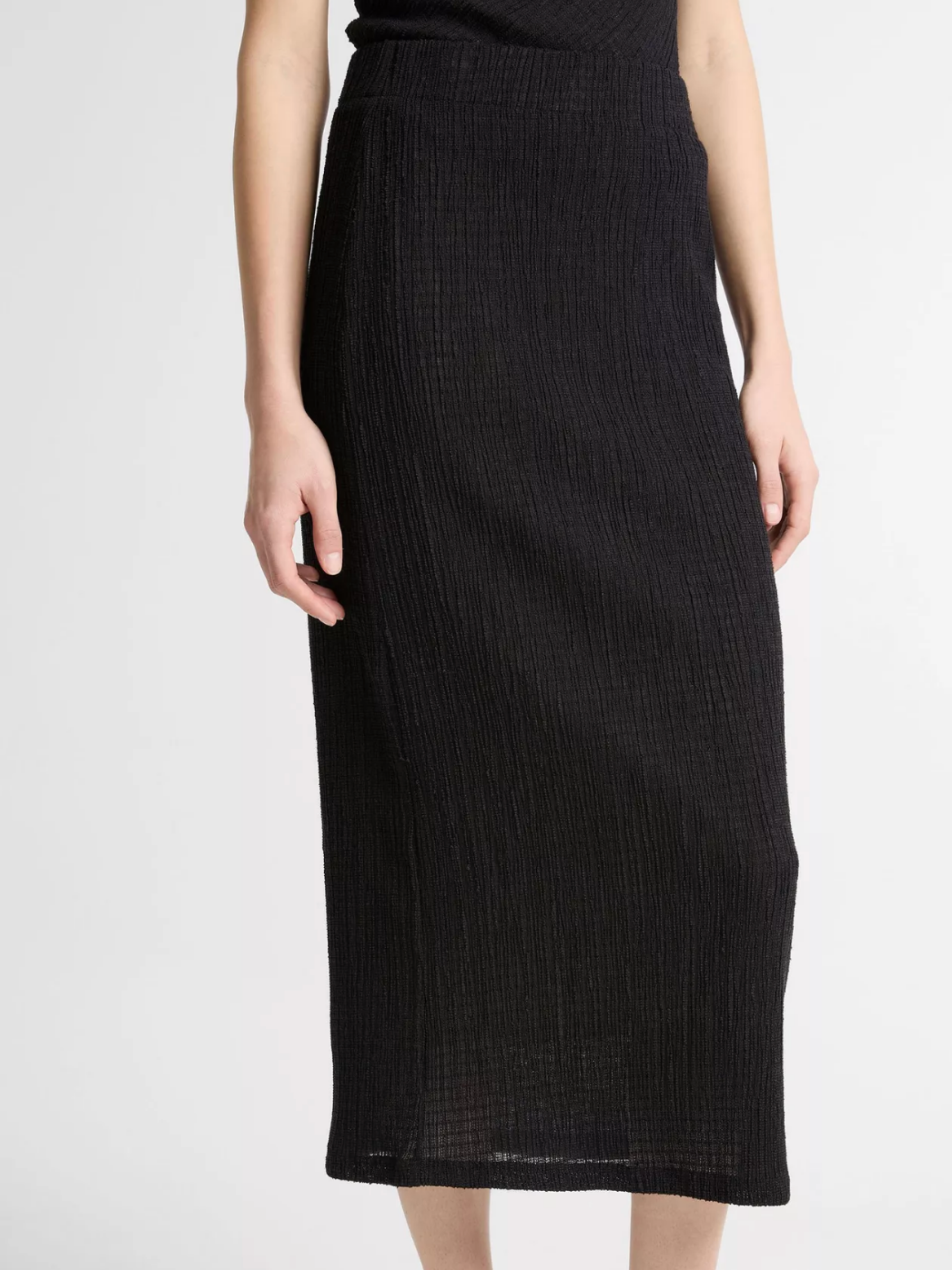 Shadow Grid Midi Skirt - Black