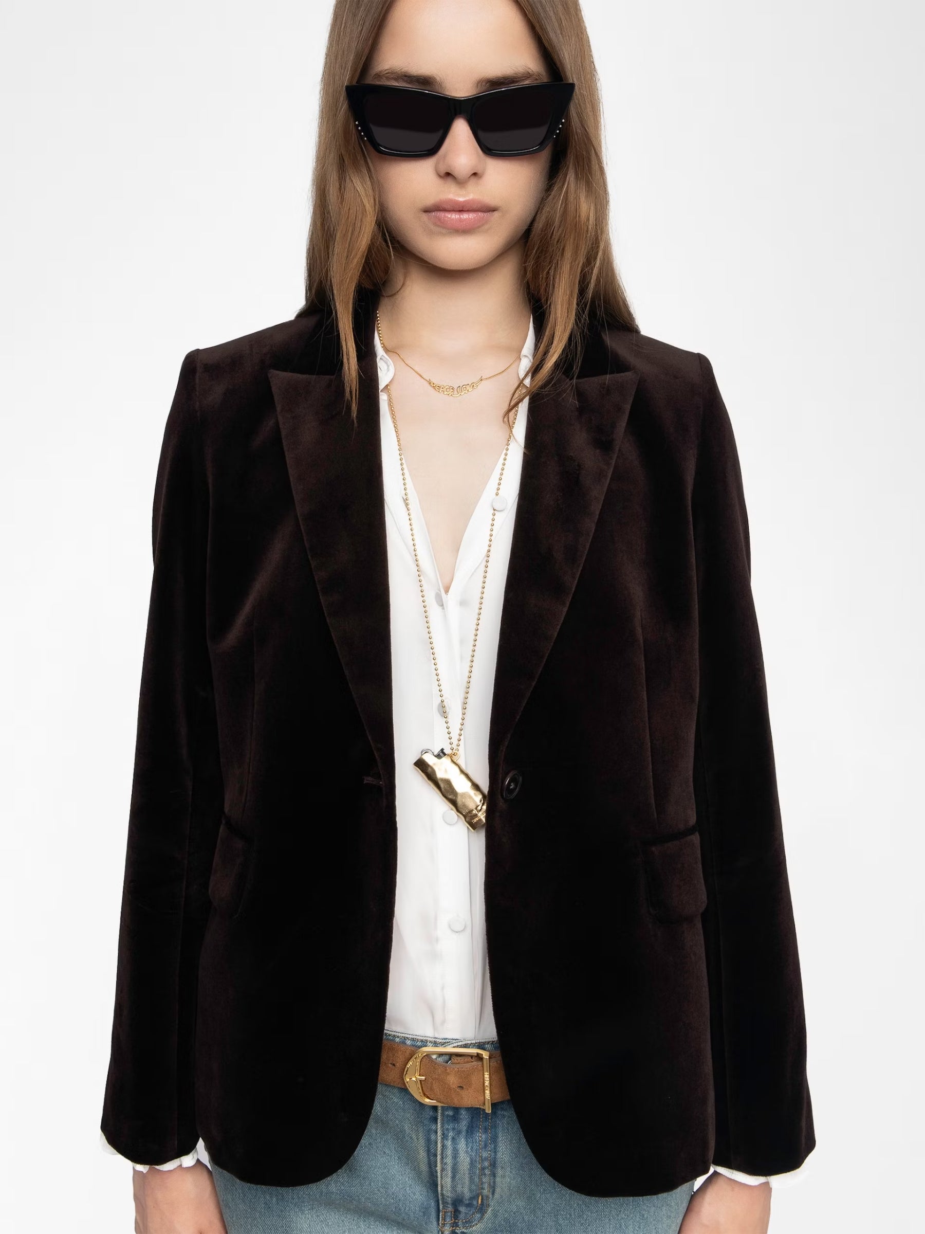 Vavy Velvet Blazer - Dark Chocolate