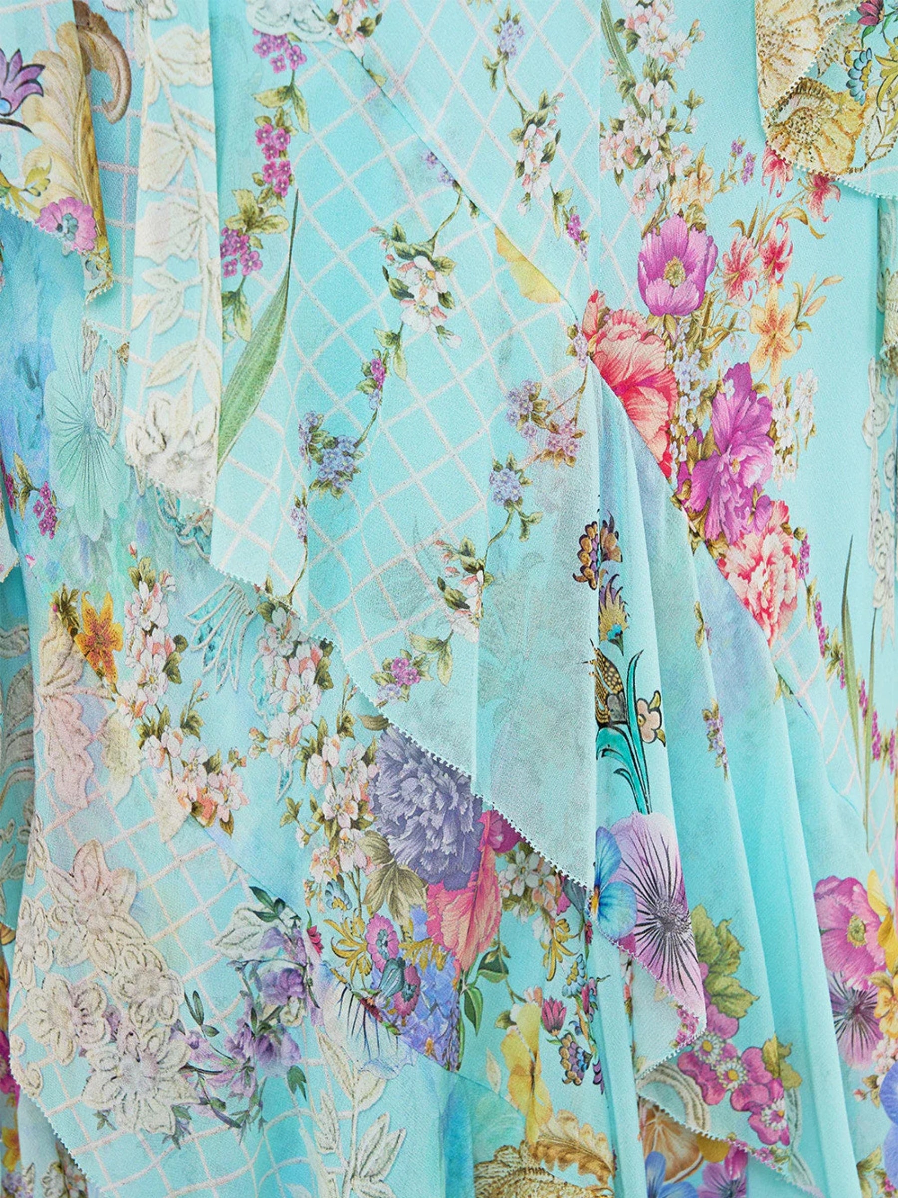 Asymmetrical Ruffle Slip Dress - Bazaar Blooms