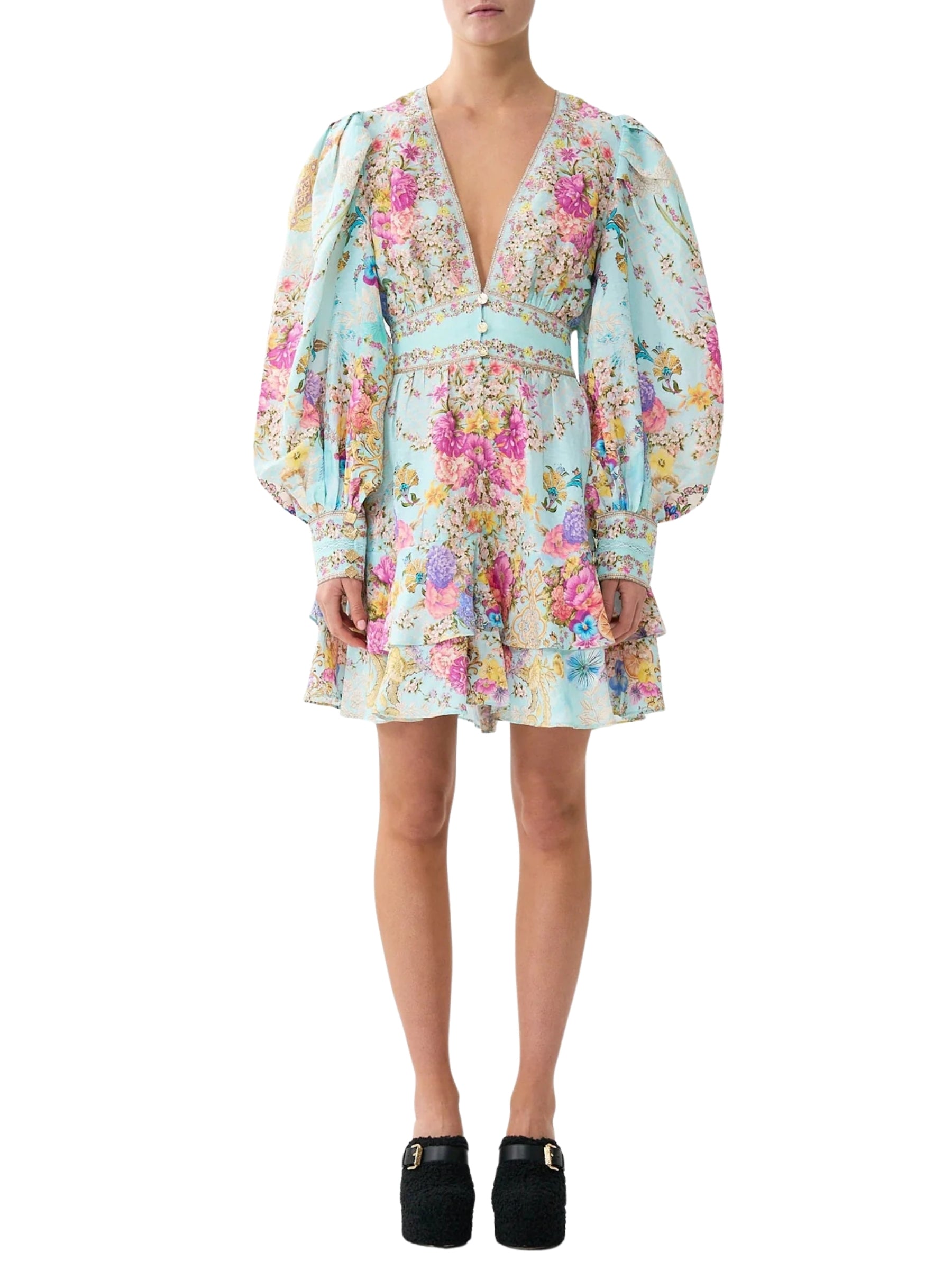 Button Front Frill Dress - Bazaar Blooms