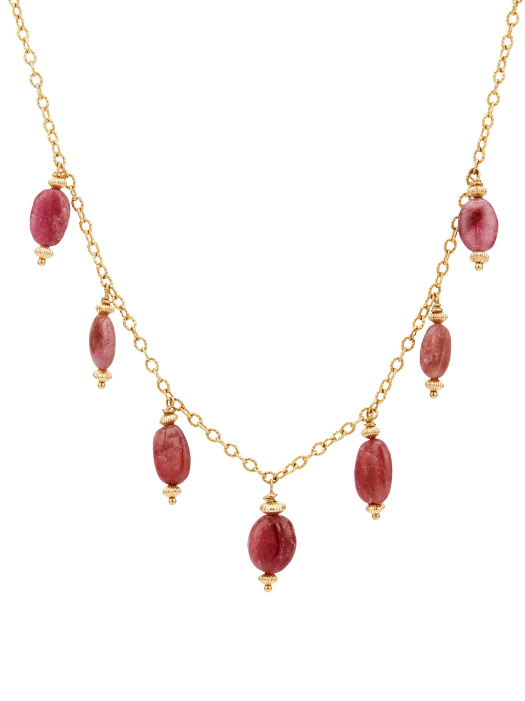 Pink Tourmaline Princess Necklace - Gold