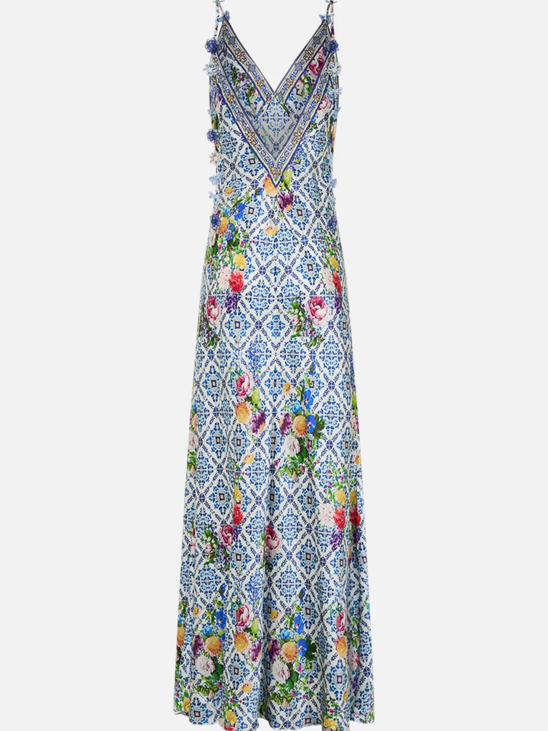V Neck Full Length Bias Slip Dress - Wall to Wall Wonders