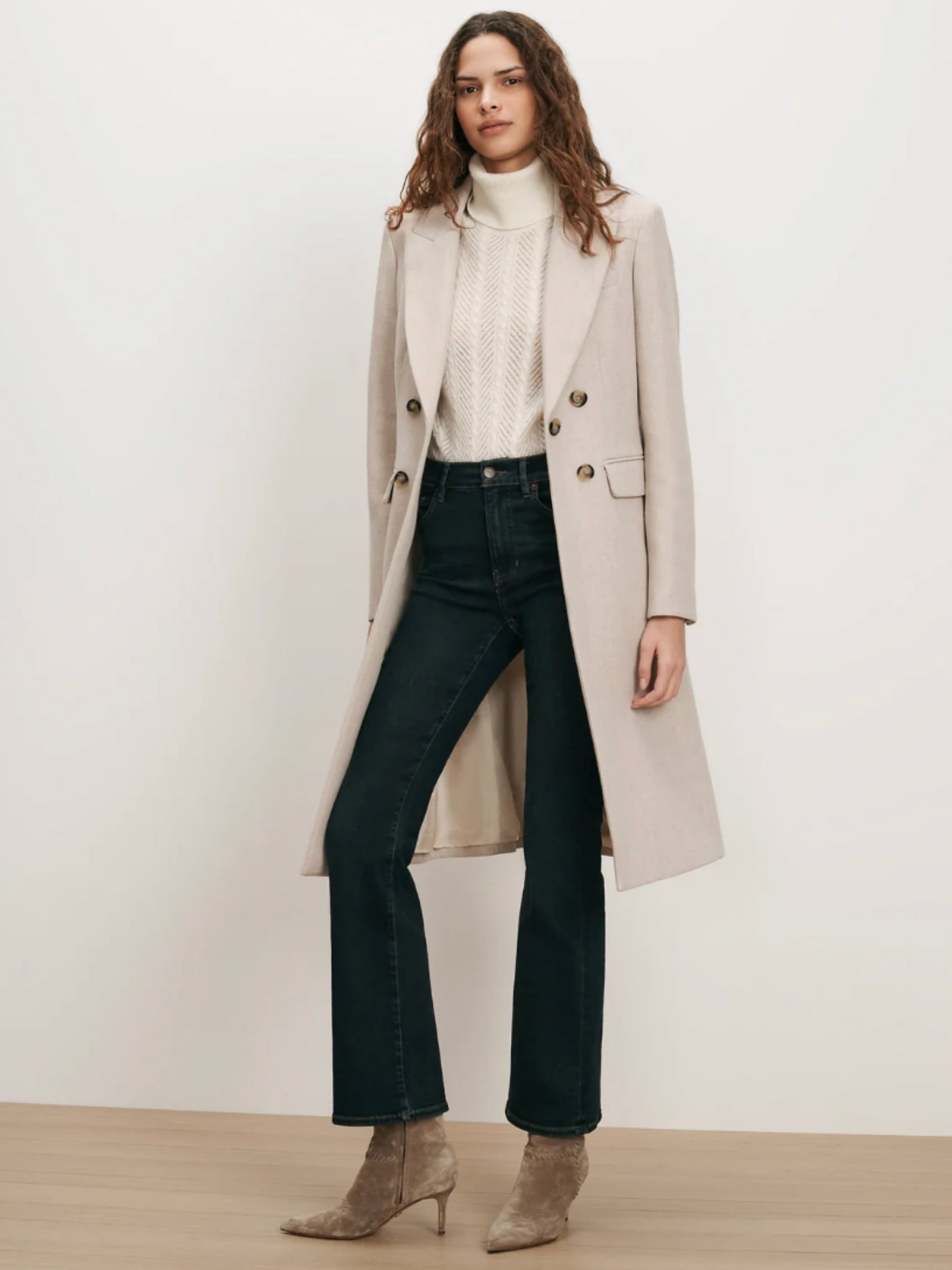 Stryder Double Breasted Dickey Coat - Oyster Melange
