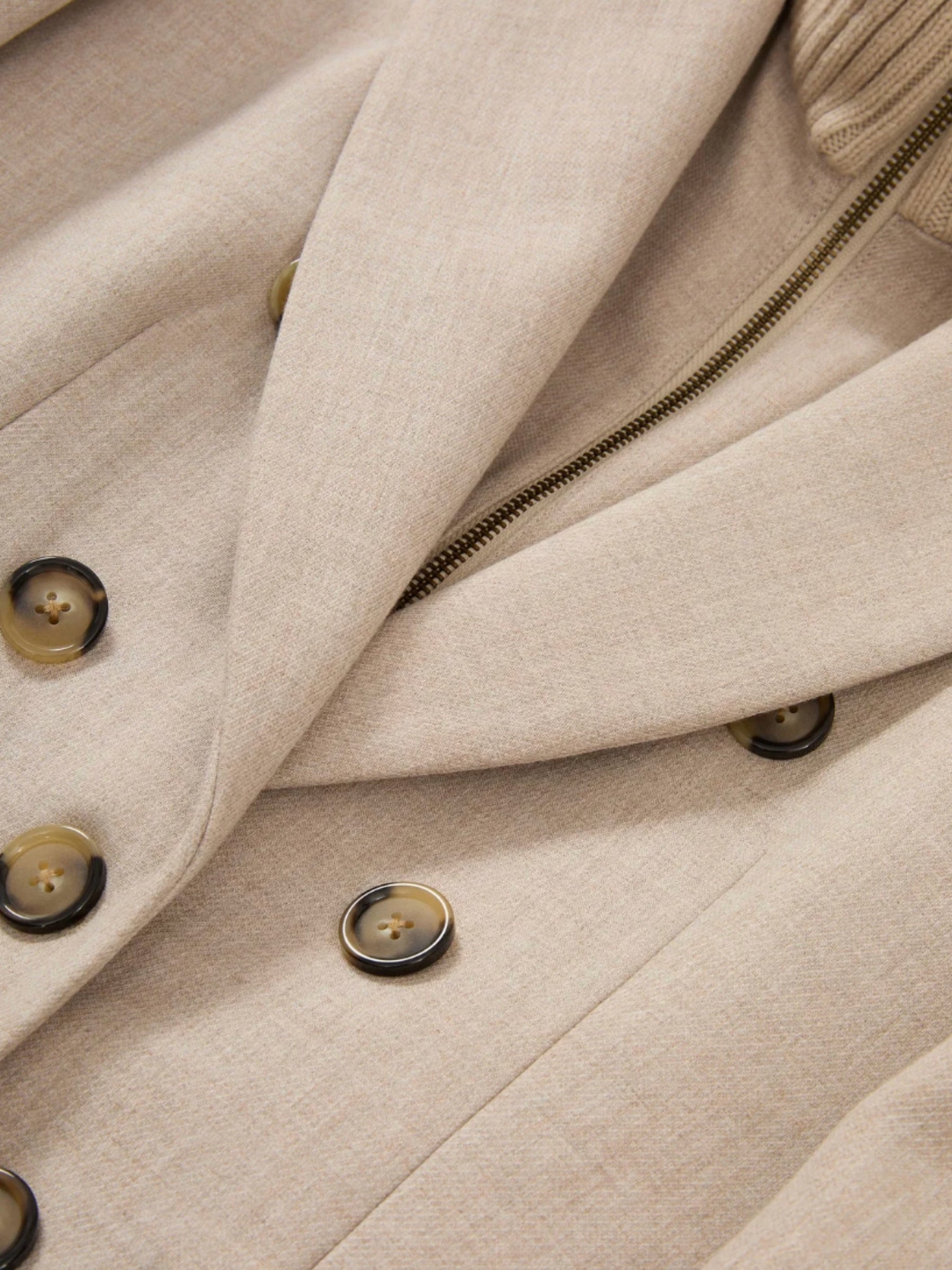 Stryder Double Breasted Dickey Coat - Oyster Melange
