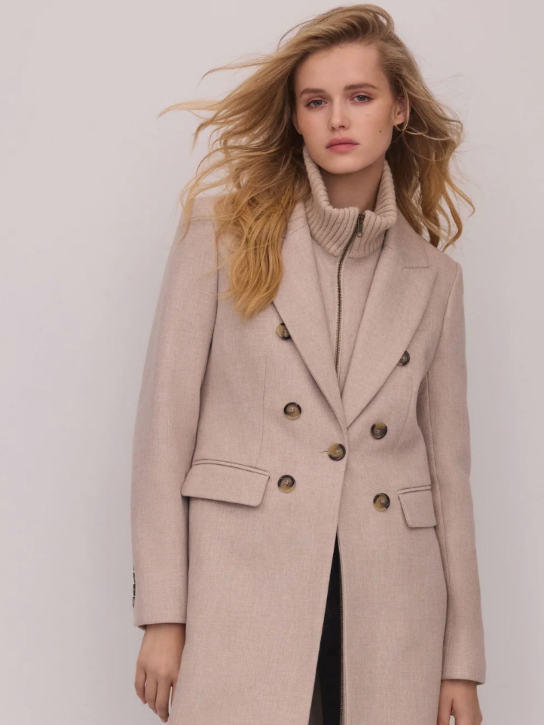 Stryder Double Breasted Dickey Coat - Oyster Melange