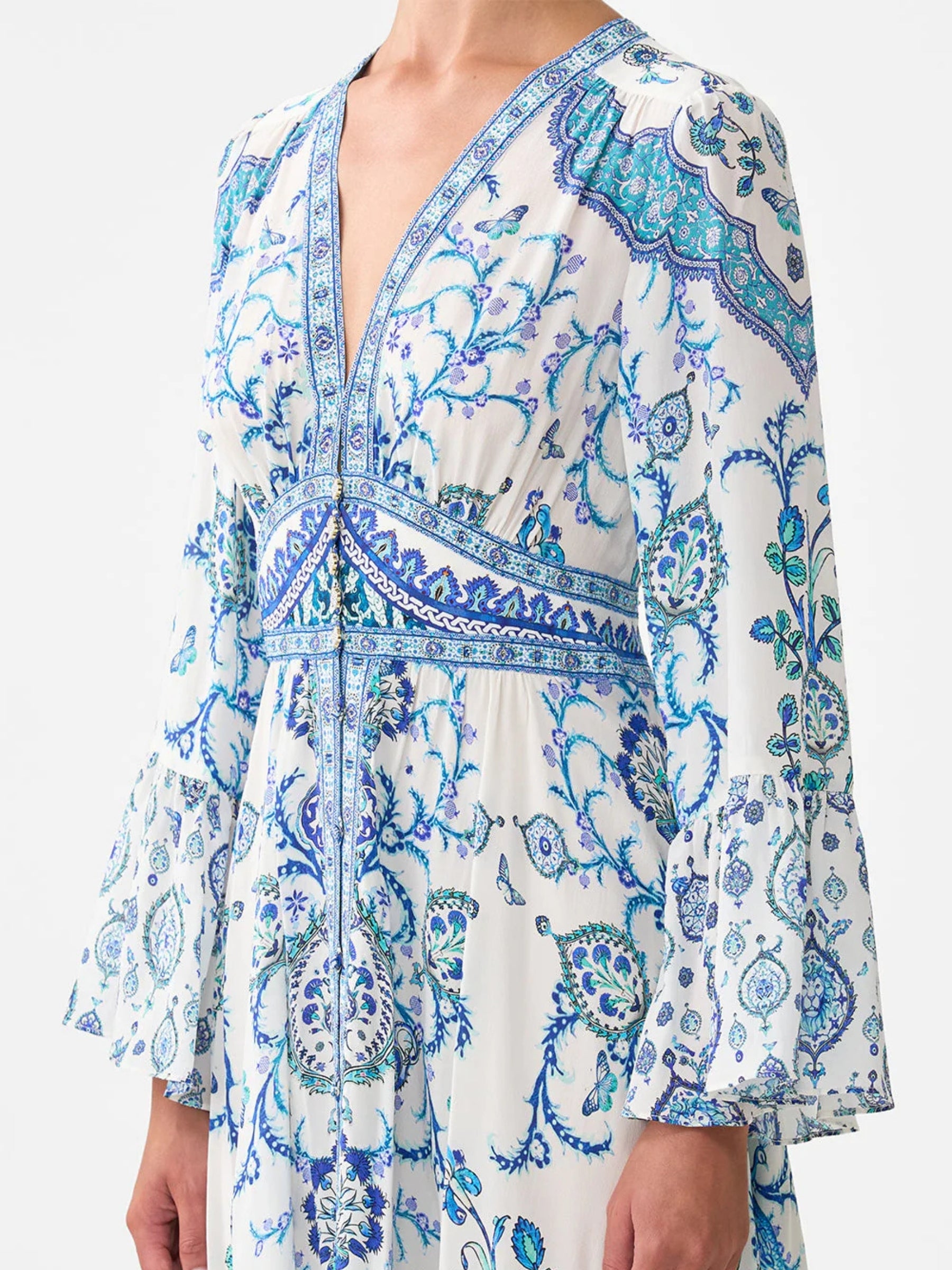 Shaped Waistband Dress w/ Ruffle Sleeve - Isnik Lullaby