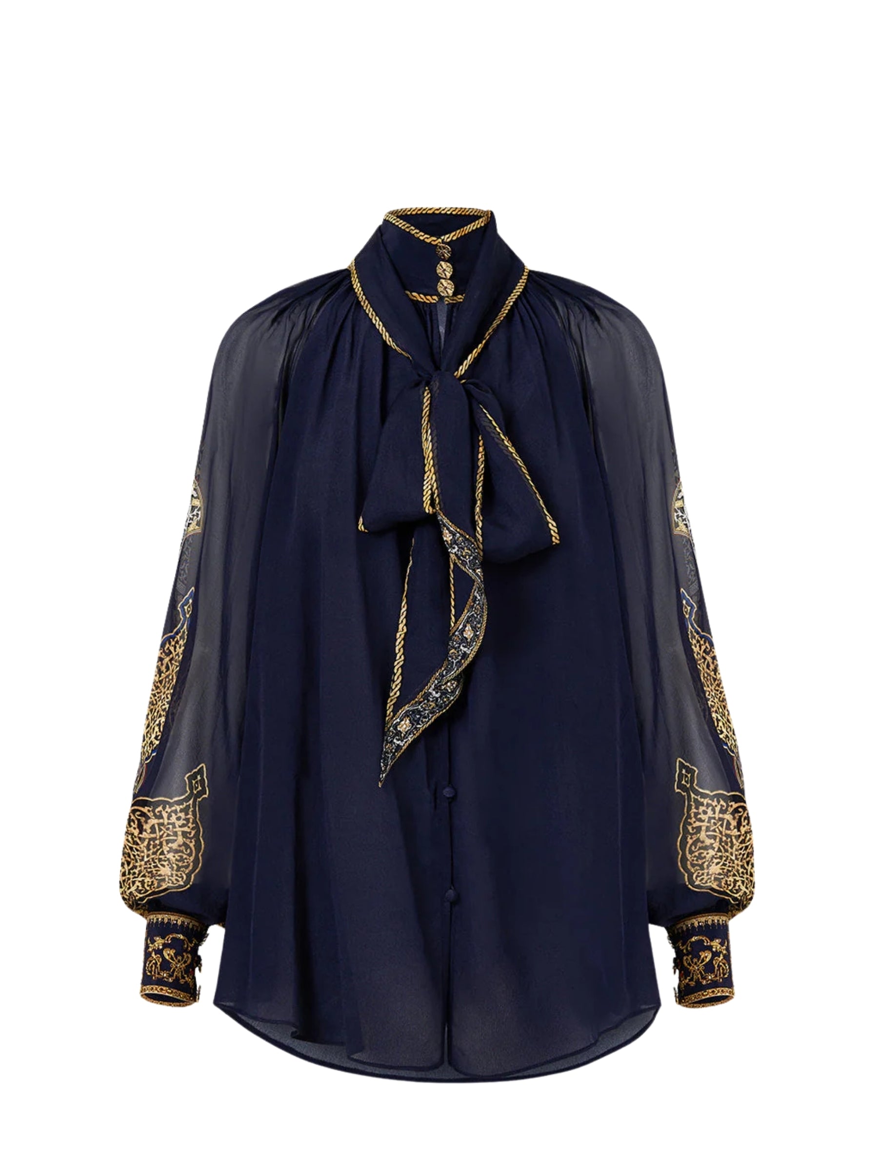 Detachable Pussy Bow Raglan Blouse - The Imperial Gate