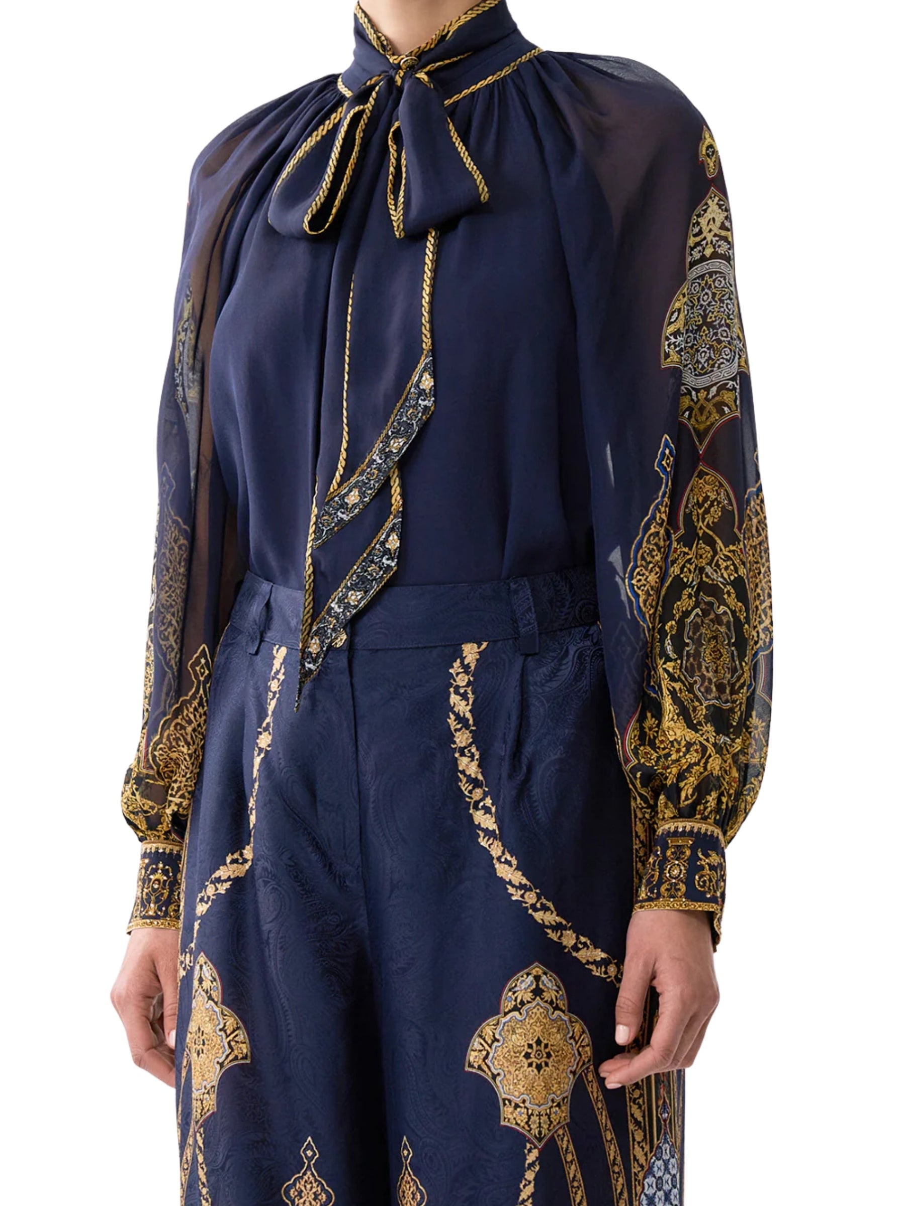 Detachable Pussy Bow Raglan Blouse - The Imperial Gate