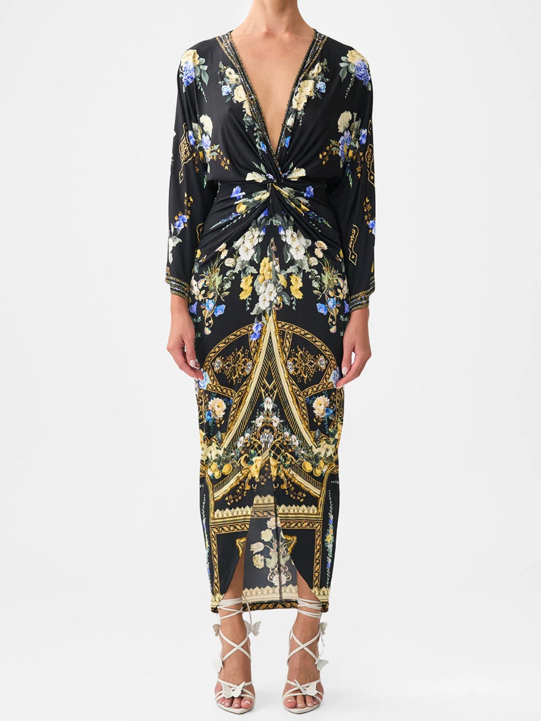 Long Split Front Twist Dress - Ottoman Elegance