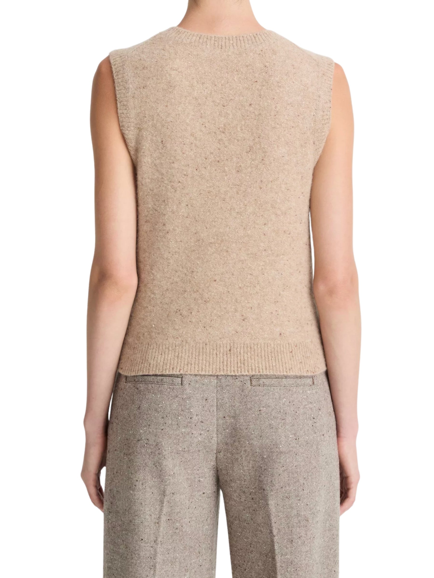 Donegal Plush Cashmere Sweater Vest - Heather Oat