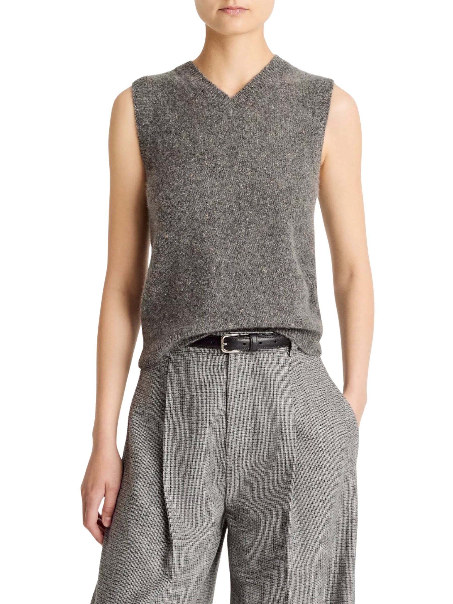 Donegal Plush Cashmere Sweater Vest - Medium Heather