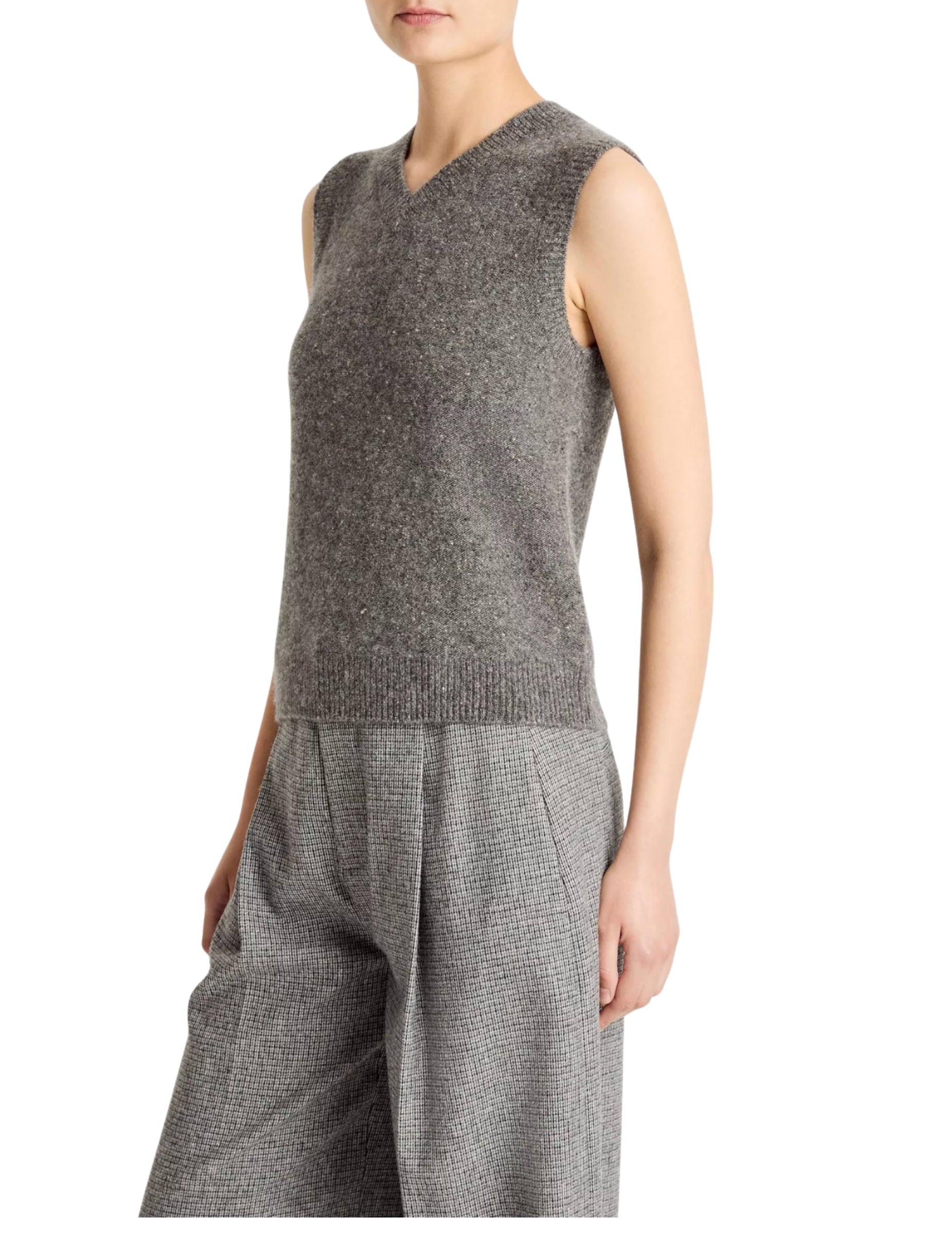 Donegal Plush Cashmere Sweater Vest - Medium Heather