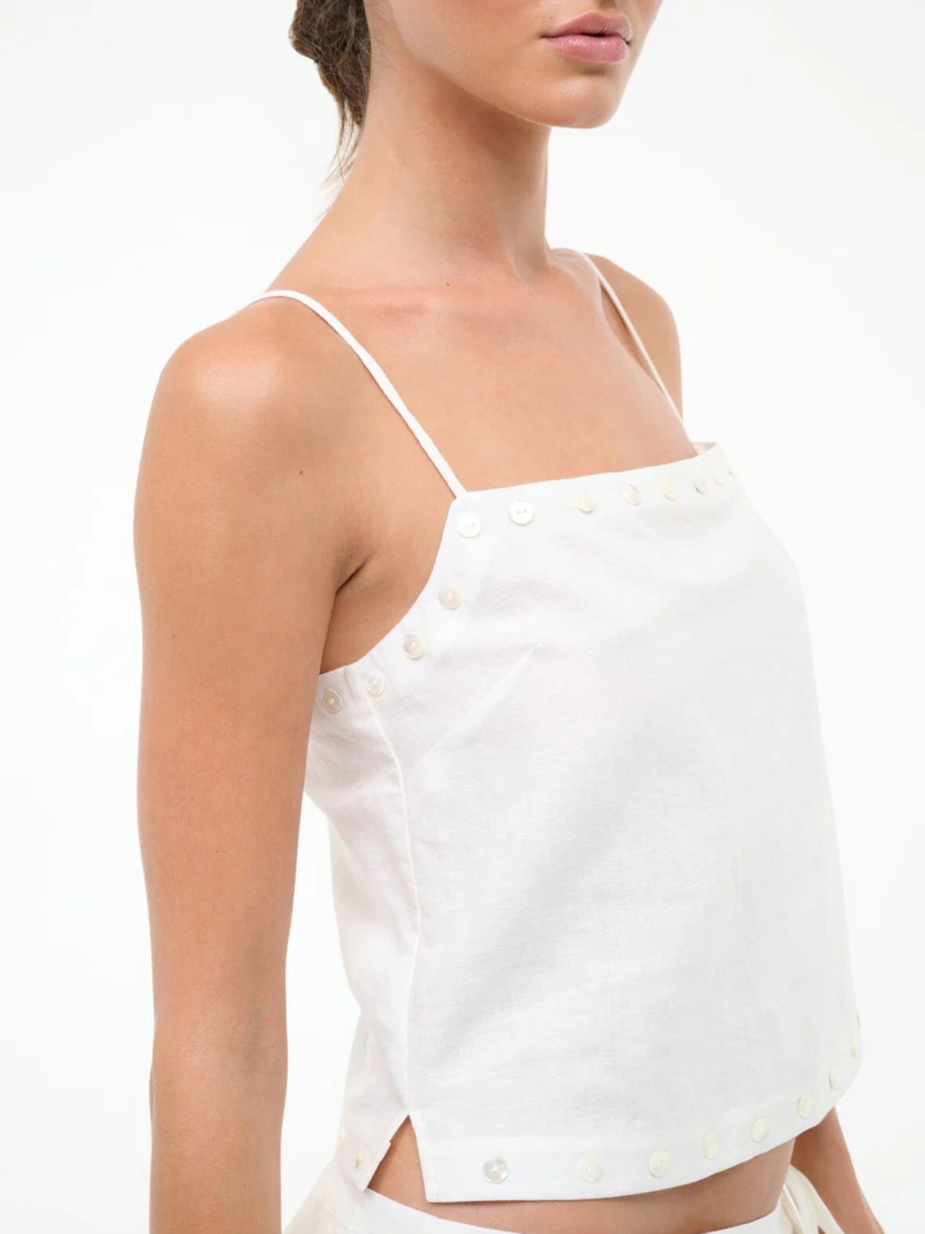 Kira Linen Tank - Ivory