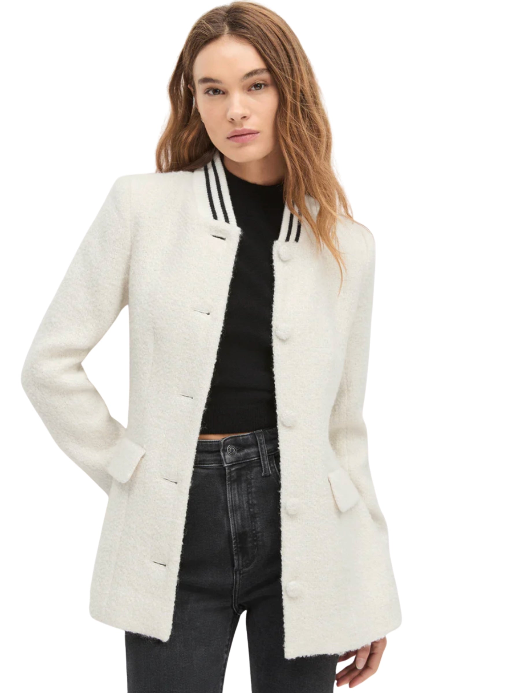 Varsity Boucle Blazer - Ivory